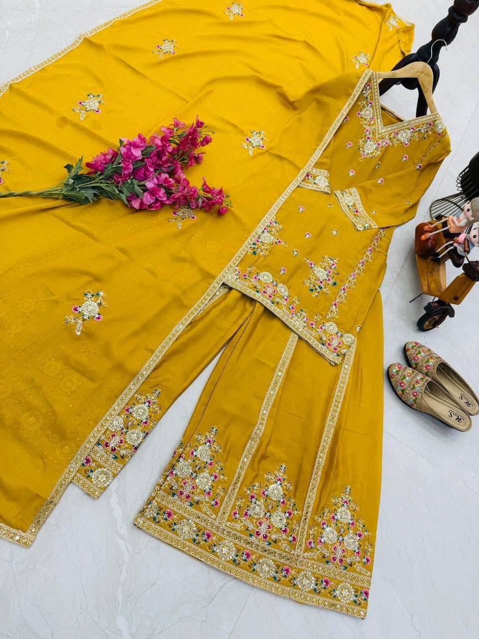 New Designer Party Top Sharara & Dupatta Set