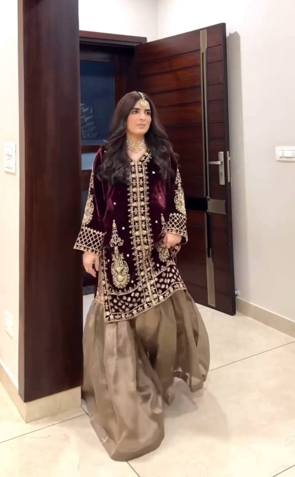 Designer Anarkali Gown Suit Viscose Velvet Stitched Ethnic Party Wear For Women