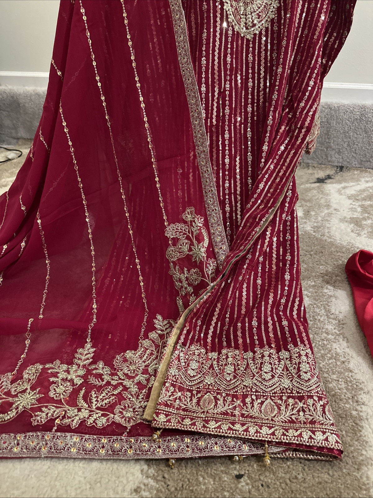 Pakistani Indian Shalwar Kameez Chiffon With Duppata Bust 42 Fully Lined