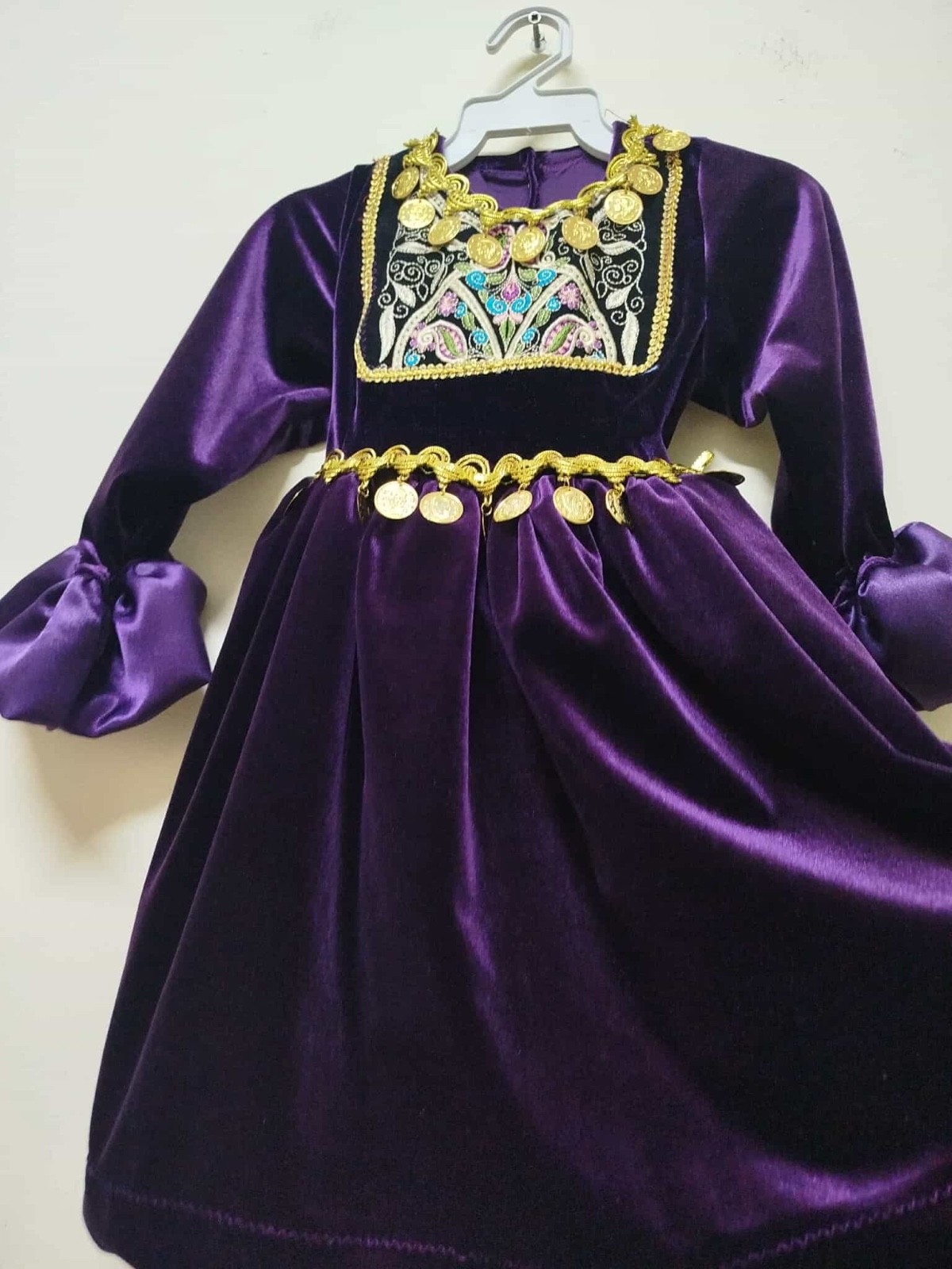 Authentic Palestinian Kids Thobe – Velvet Embroidery from Nablus – Girl’s Tradit