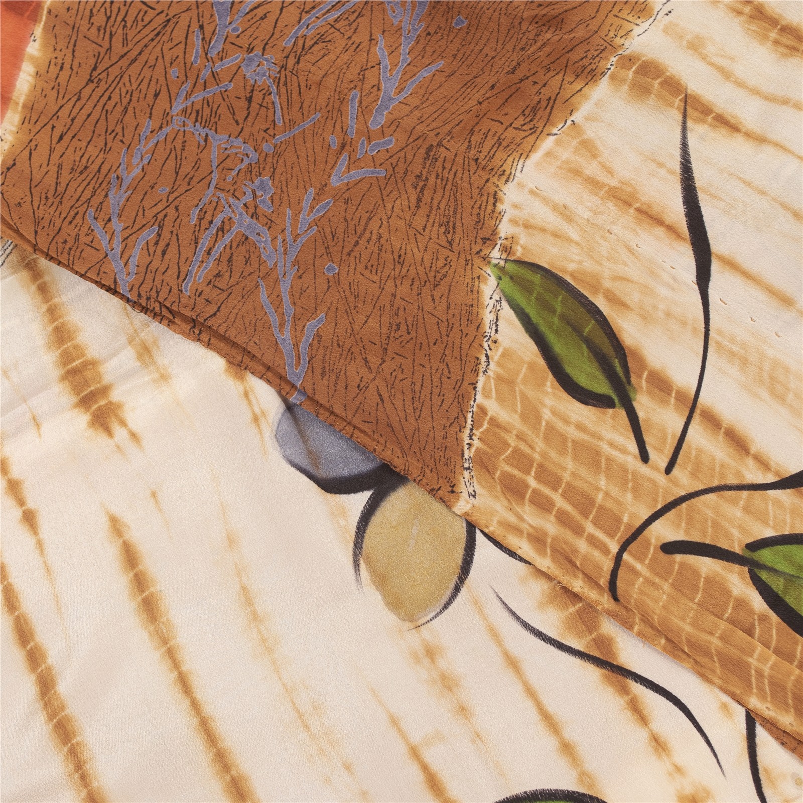 Sanskriti Vintage Saree Multicolor Pure Crepe Hand-Paint-Tie-Dye Sari 6YD Fabric