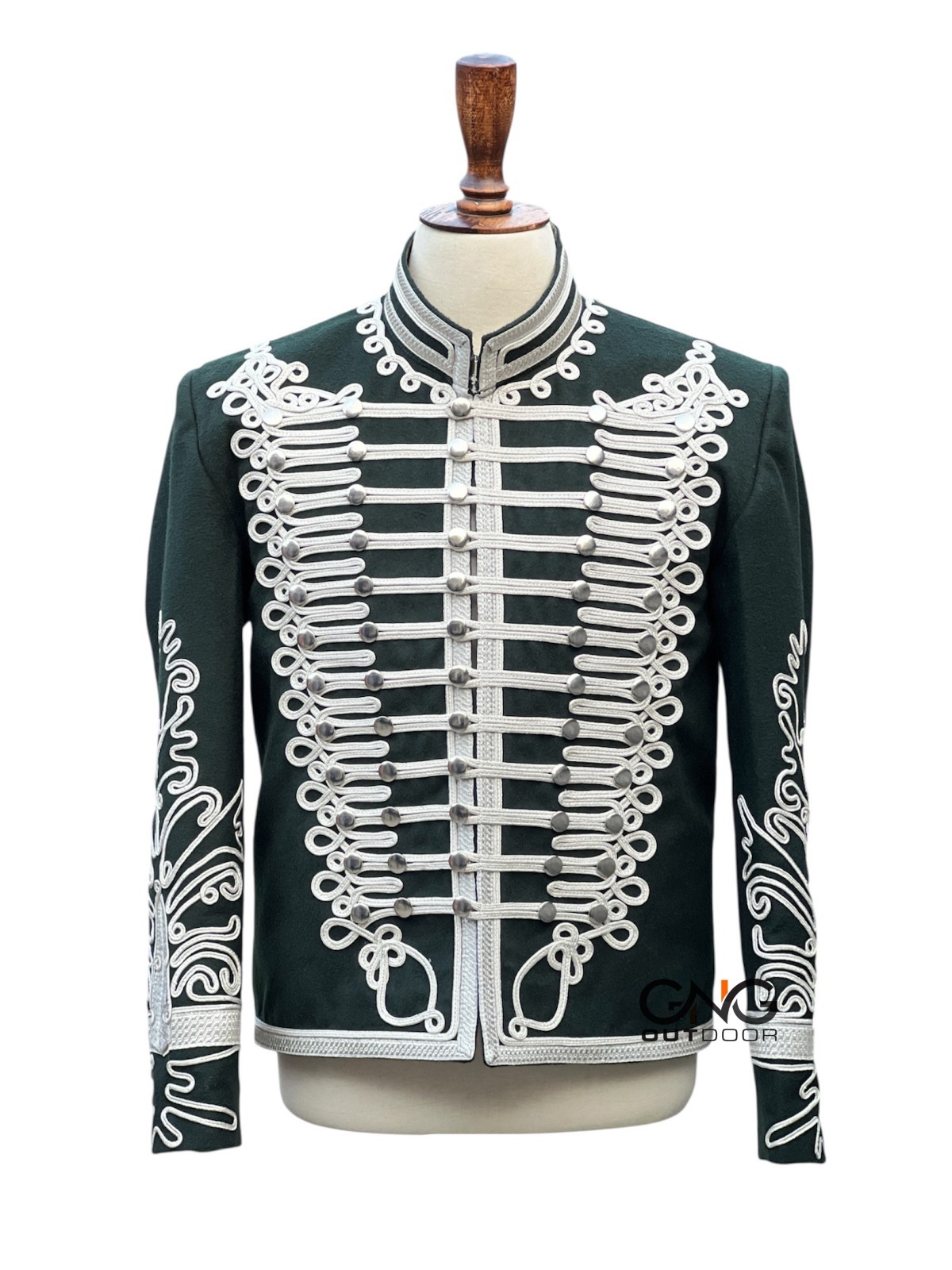Green Napoleonic Hussar Wool Military uniform jacket Handmade Scottish jacket