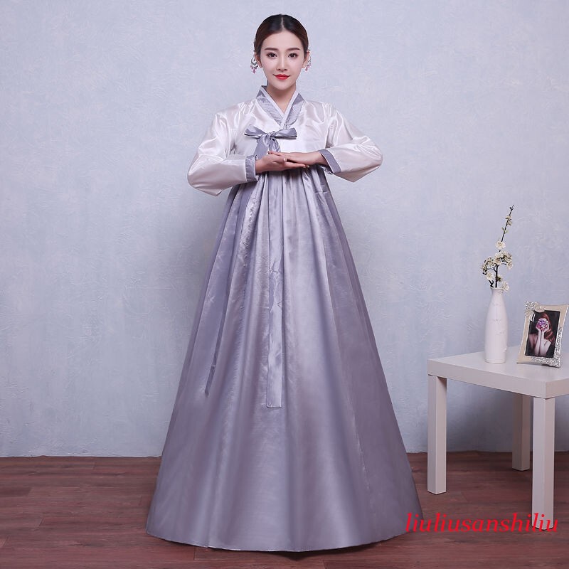 Ethnic Korean Hanbok Modern Women Asian Folk Stage Dance Performance Costume