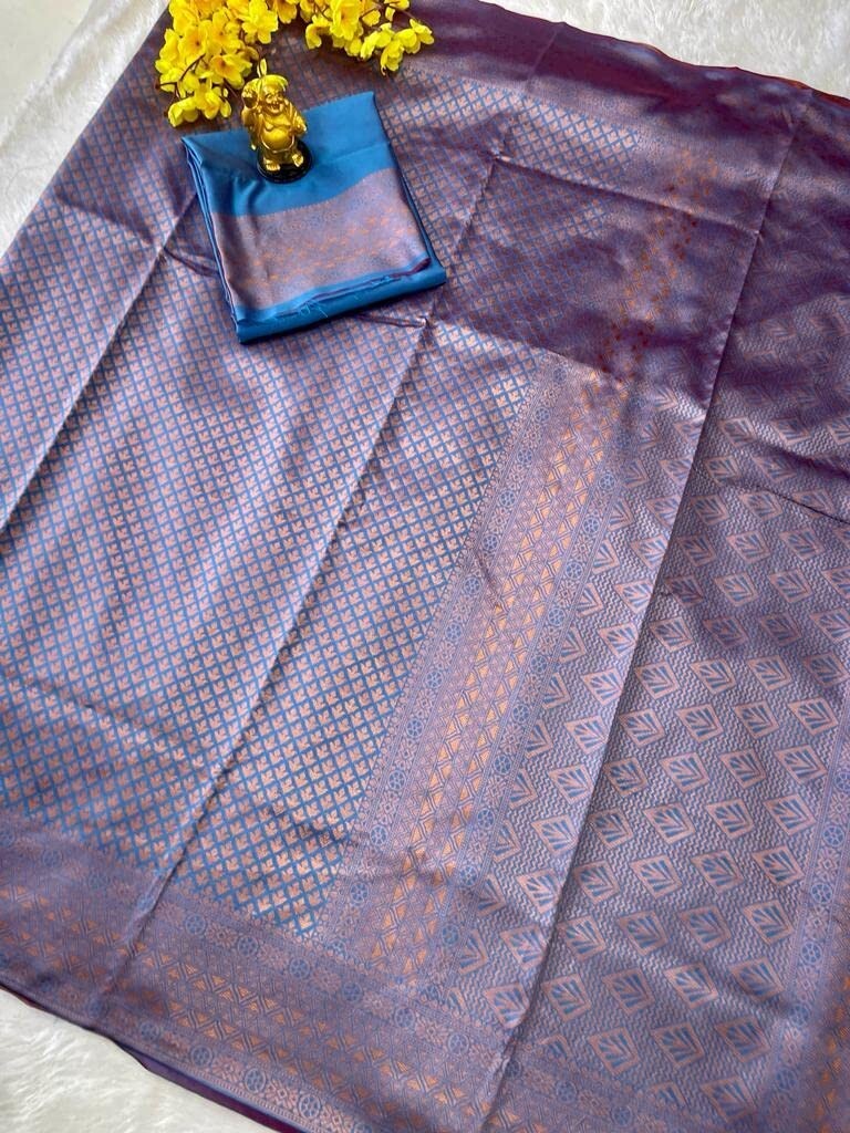 TRADITIONAL PARTY WEAR SOFT SILK INDIAN WEDDING WEAR KANJEEVARAM SAREE SARI