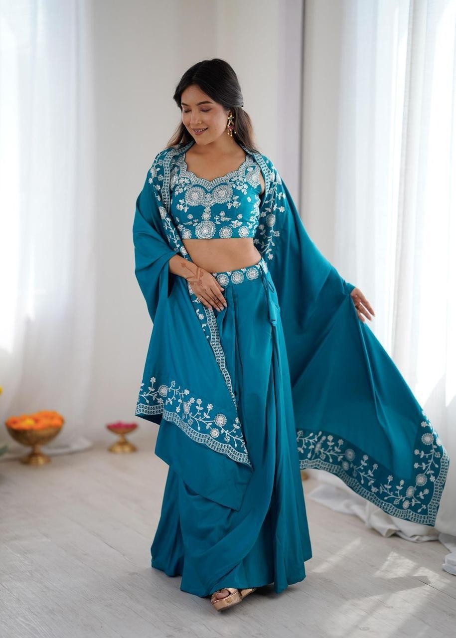 DESIGNER PRE DRAPPED DHOTI KOTI BOLLYWOOD PARTY WEAR DRESS WEDDING INDO WESTERN