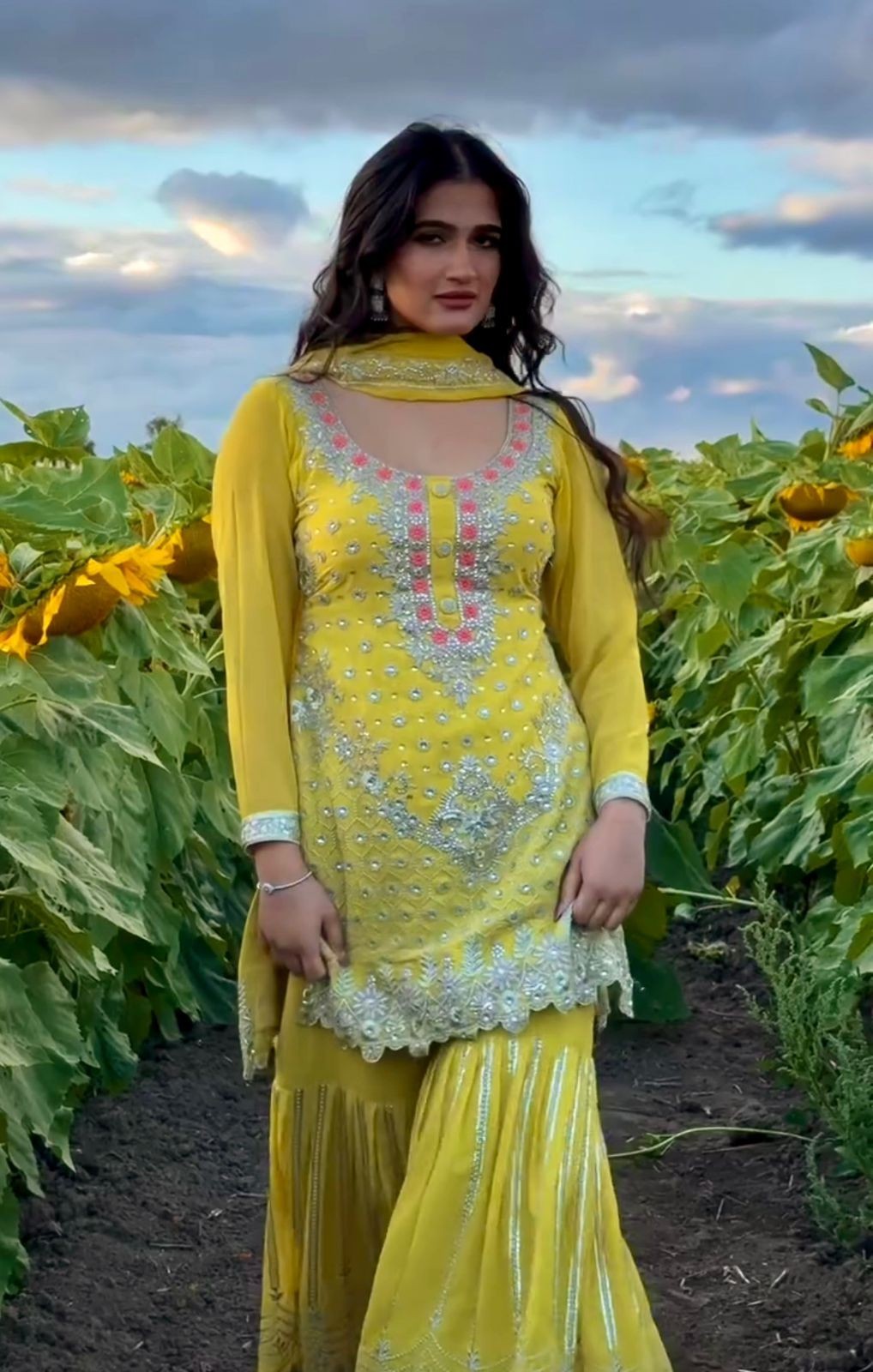 PUNJABI SHARARA PLAZZO KURTI PLAZZO SALWAR KAMEEZ SUIT WOMEN READY MADE DESIGNER
