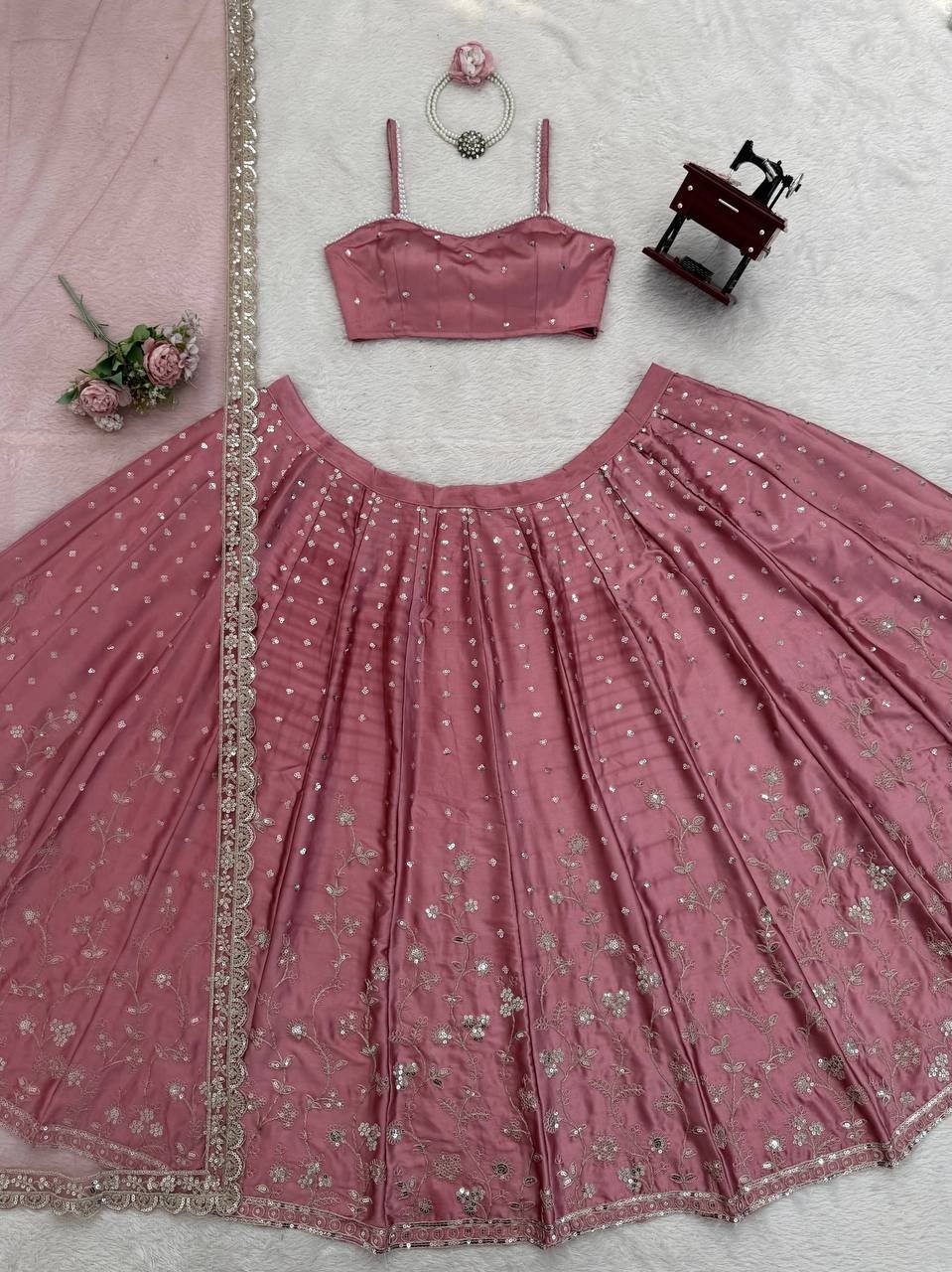 Premium Designer Japan Satin Lehenga Choli With Net Dupatta For Wedding