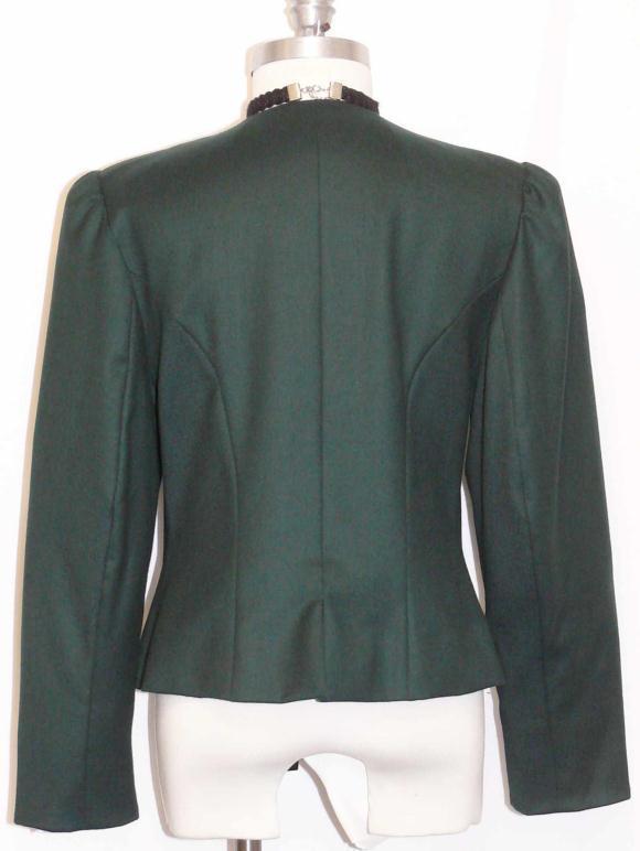 FRANKONIA GREEN WOOL JACKET Blazer Women ROSES EMBR German Fitted 38 6 S B36″