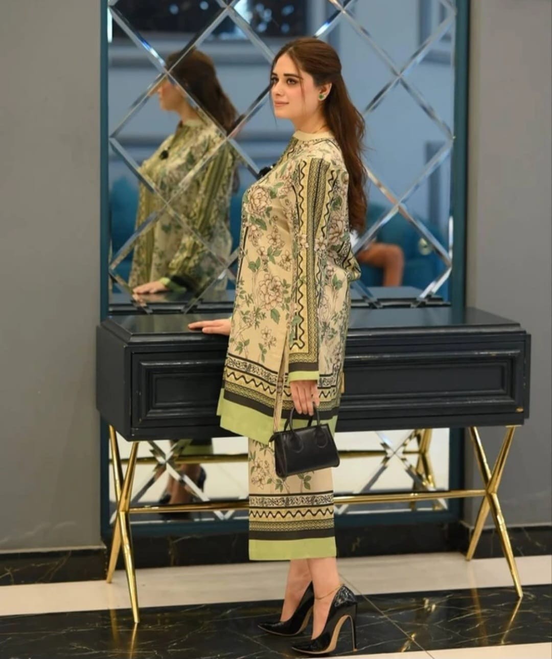 Women Printed Kurta Pant Set Indian Ethnic Floral Co Ord Suit Outfit(S TO 3XL)