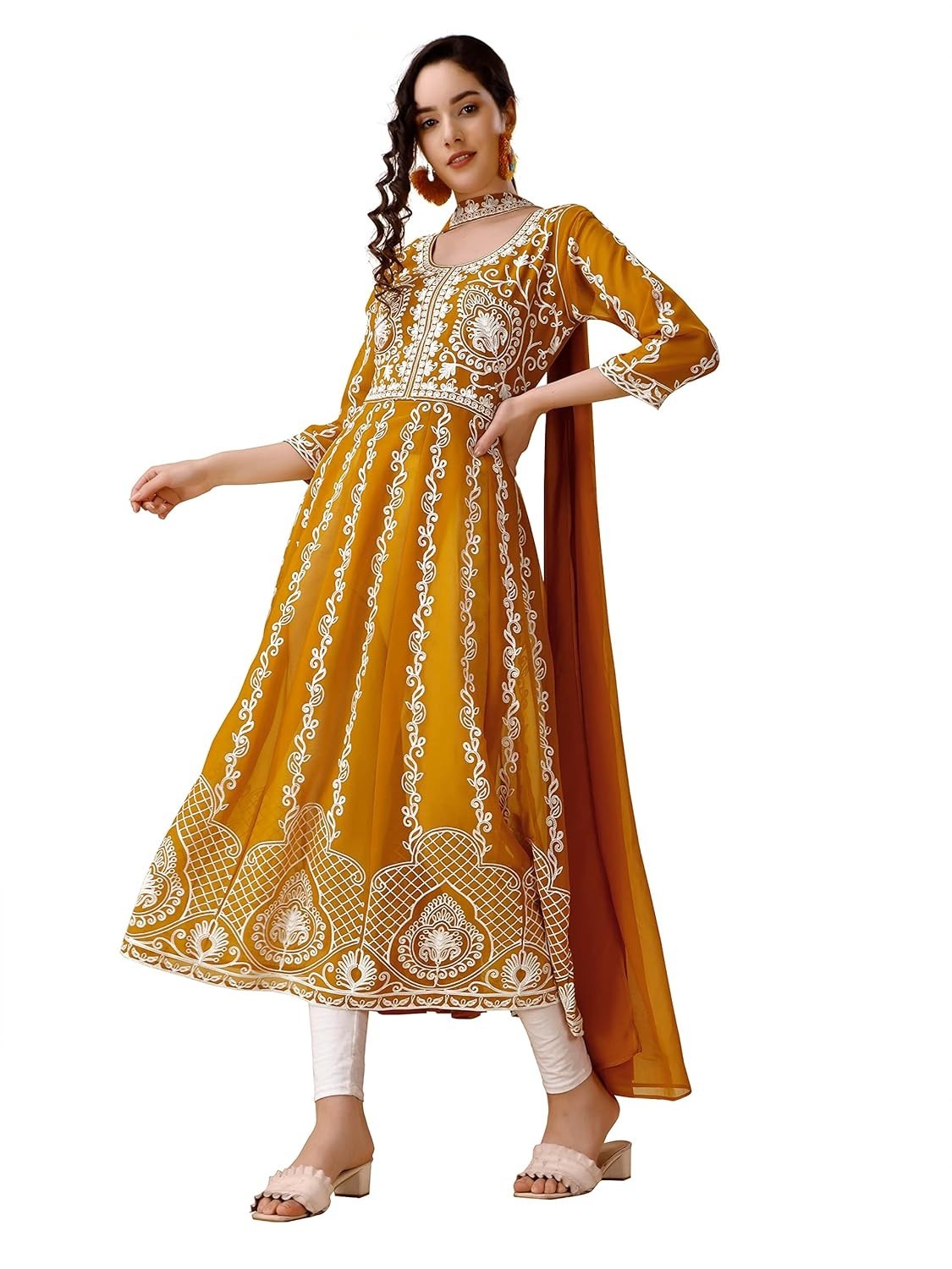 Women’s Georgette Eid Special Sequine Lace Work Kurta With Dupatta