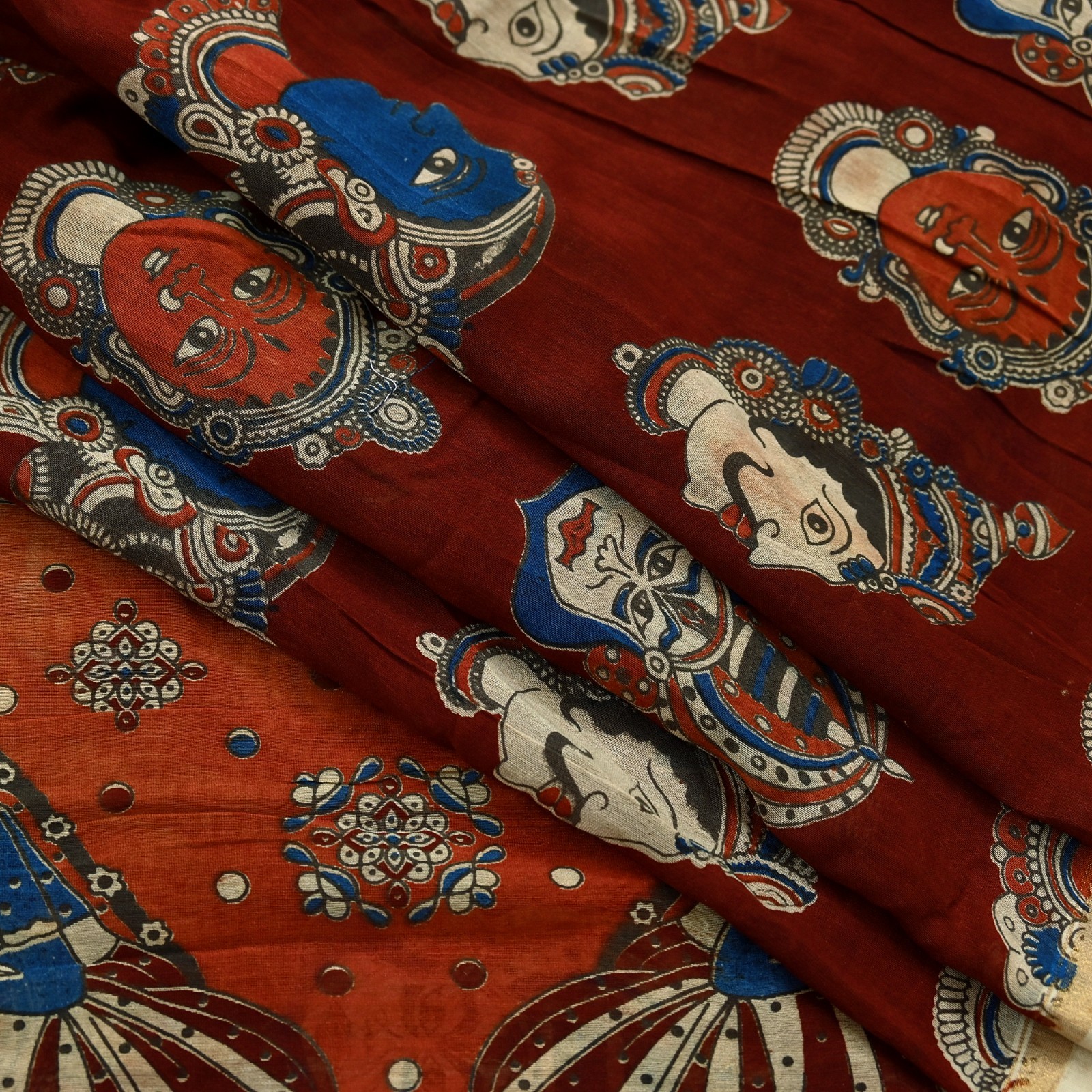 Indian Vintage Sari Pure chanderi Silk Kalamkari Print Sarees Fabric 5Yards Zari