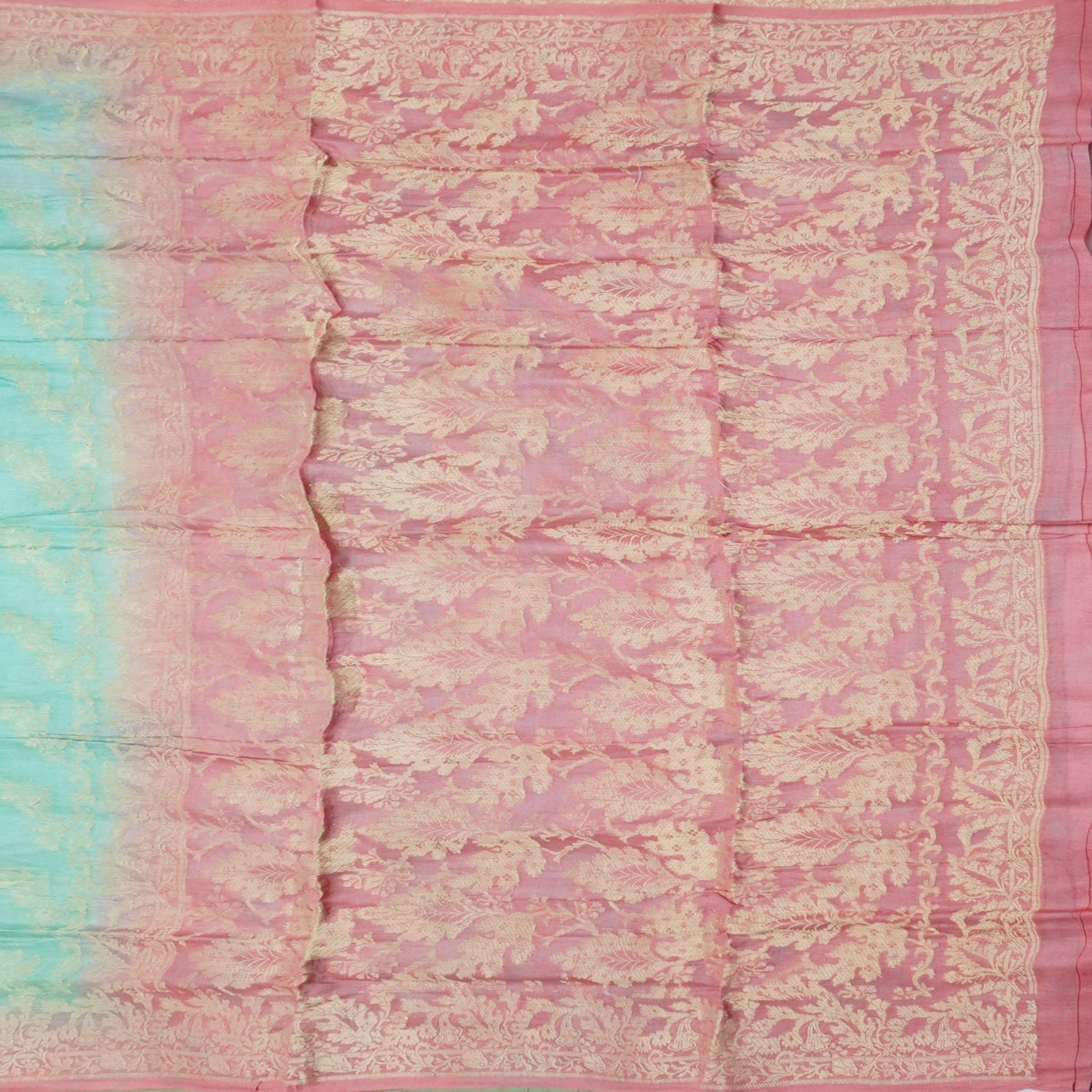 Namaste Vintage Blue Sarees 100% Pure Silk Woven Indian Sari 5YD Craft Fabric