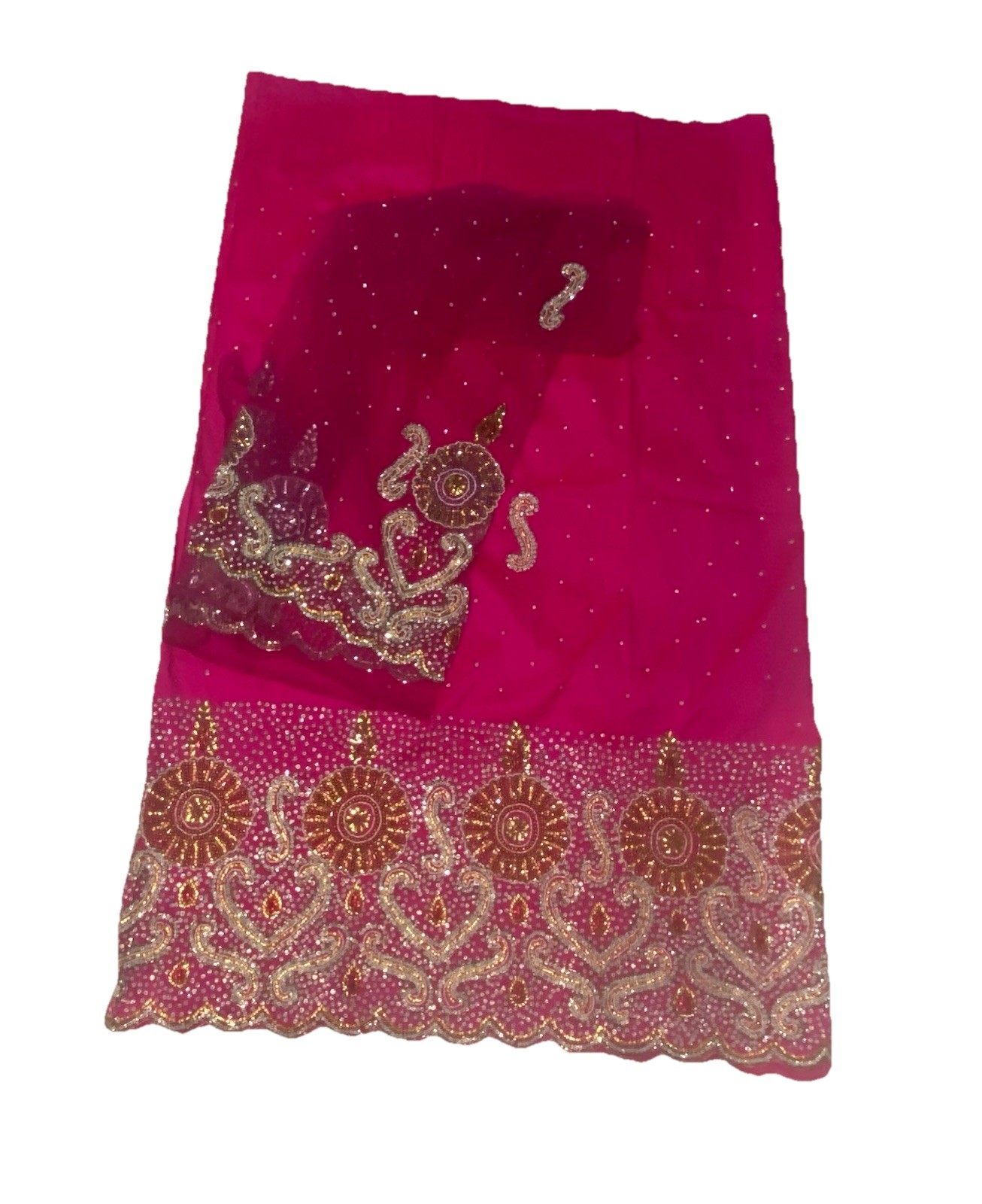 Pink Gold Heavy Beaded crystal stone silk Indian George fabric & designer blouse