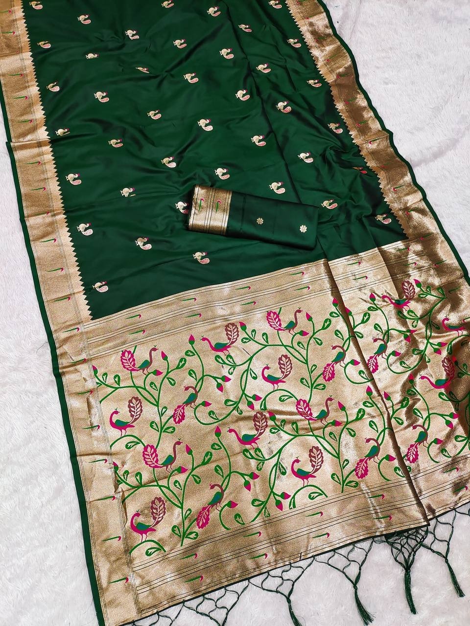 New Presenting Soft Paithani Silk Saree With Blouse For Women Function Wear
