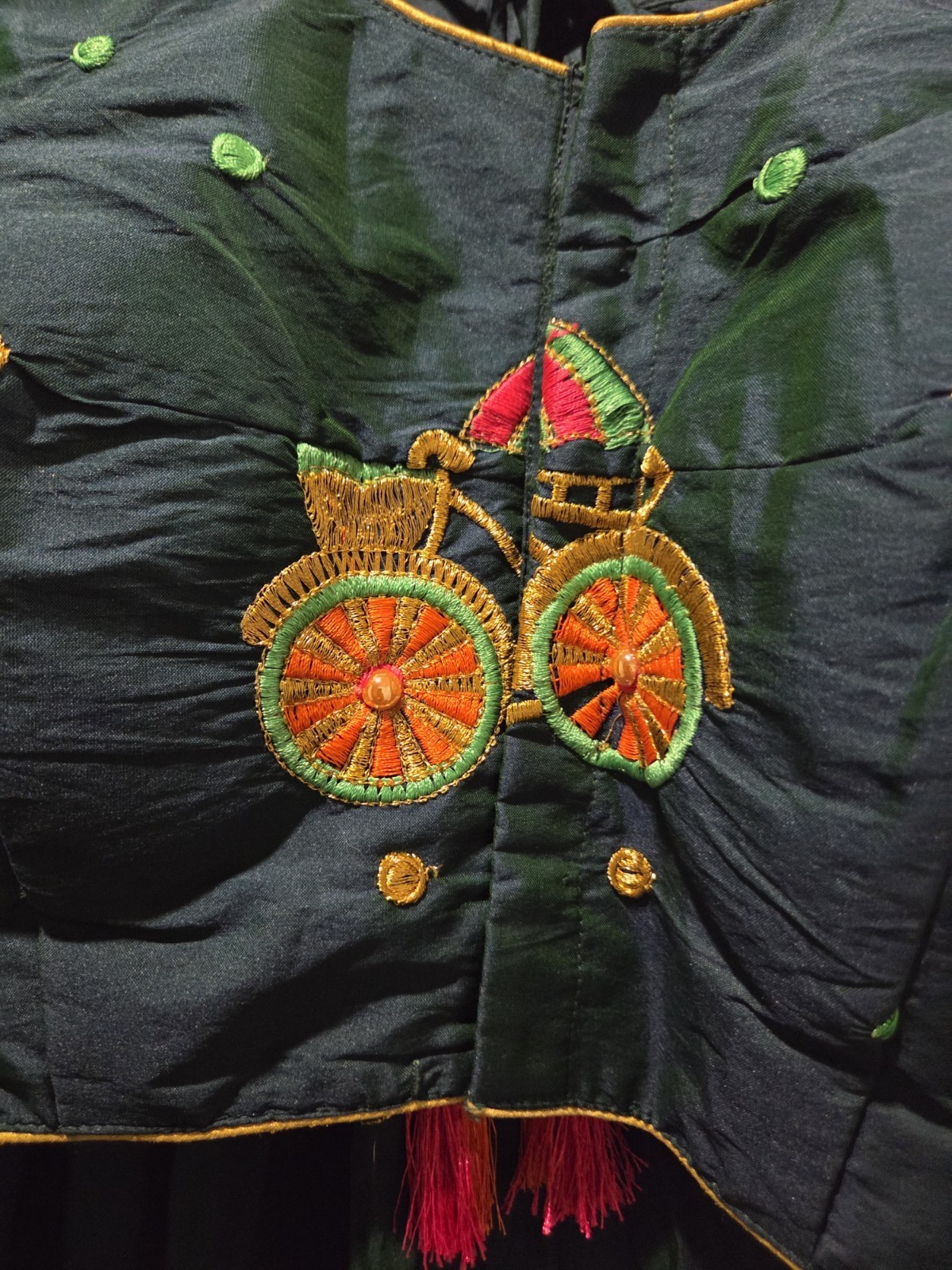 Designer Lehenga Embroided 3 Pcs Choli With Latke & Dupatta Forest Green NEW S-M