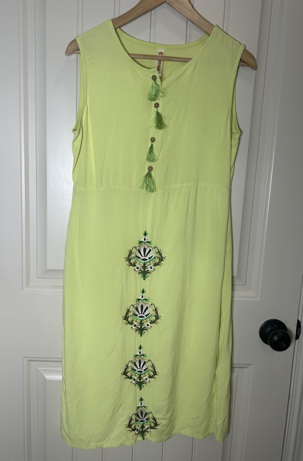 Anouk Women Sleeveless Kurta Tunic Blouse Sz S Green Embroidered Boho Hippie