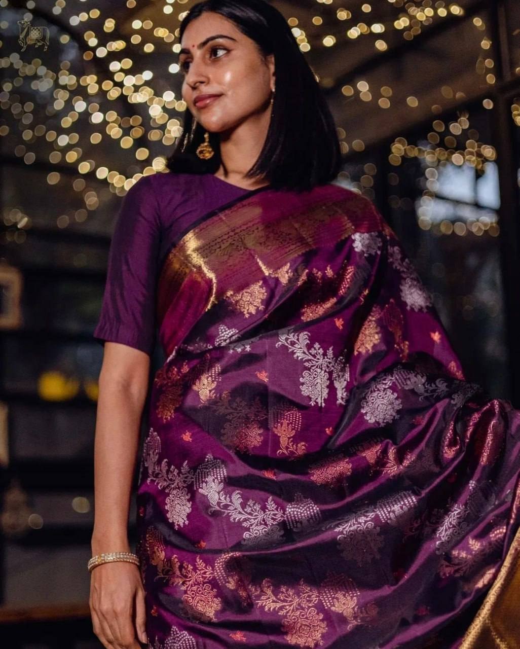 Saree Jacquard Indian Weaving Designer Sari for Wedding Party Bollywood Sana Sil