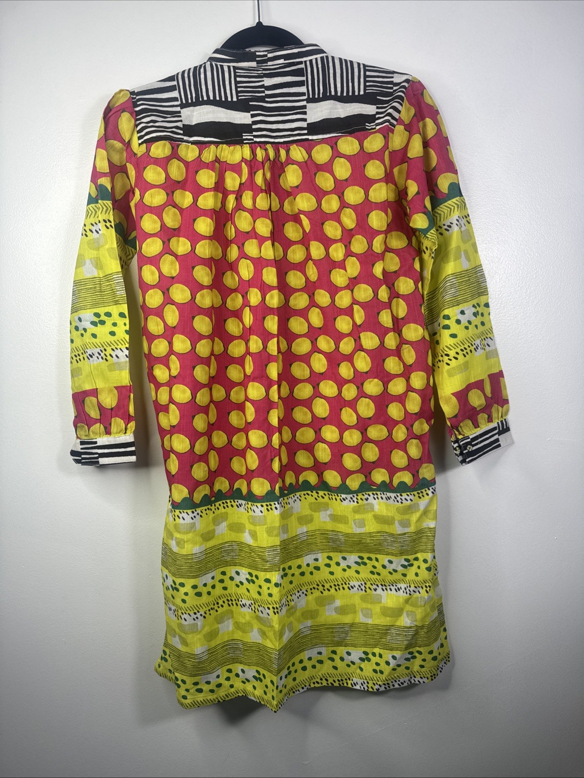 Khilkariyane Kurta Girls 12-13 Lemon Print Cotton Slub Lightweight NEW WITH TAG