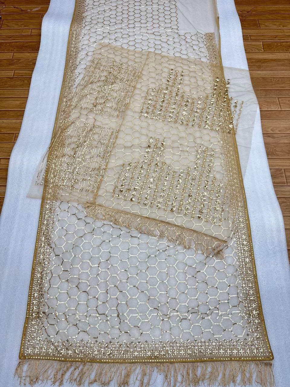 Bollywood Replica Butterfly Net Thread Sequence Embroidery Saree With BlouseSari