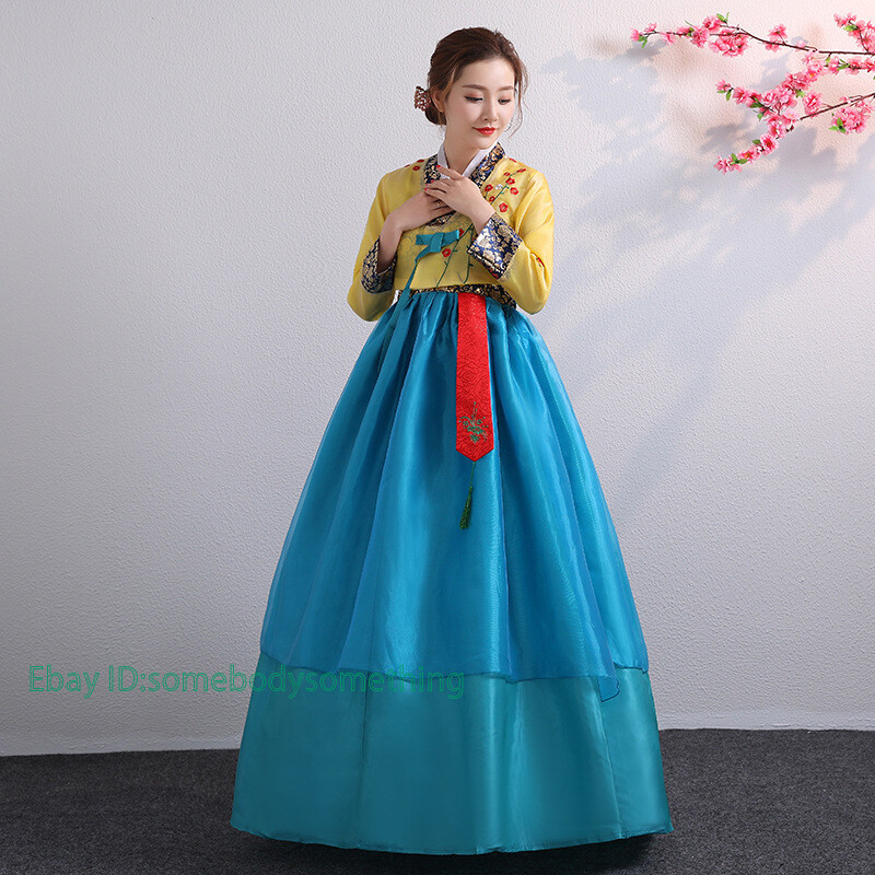 2PCS Womens Hanbok Folk Traditional Costume Korean Princess Dress Vintage