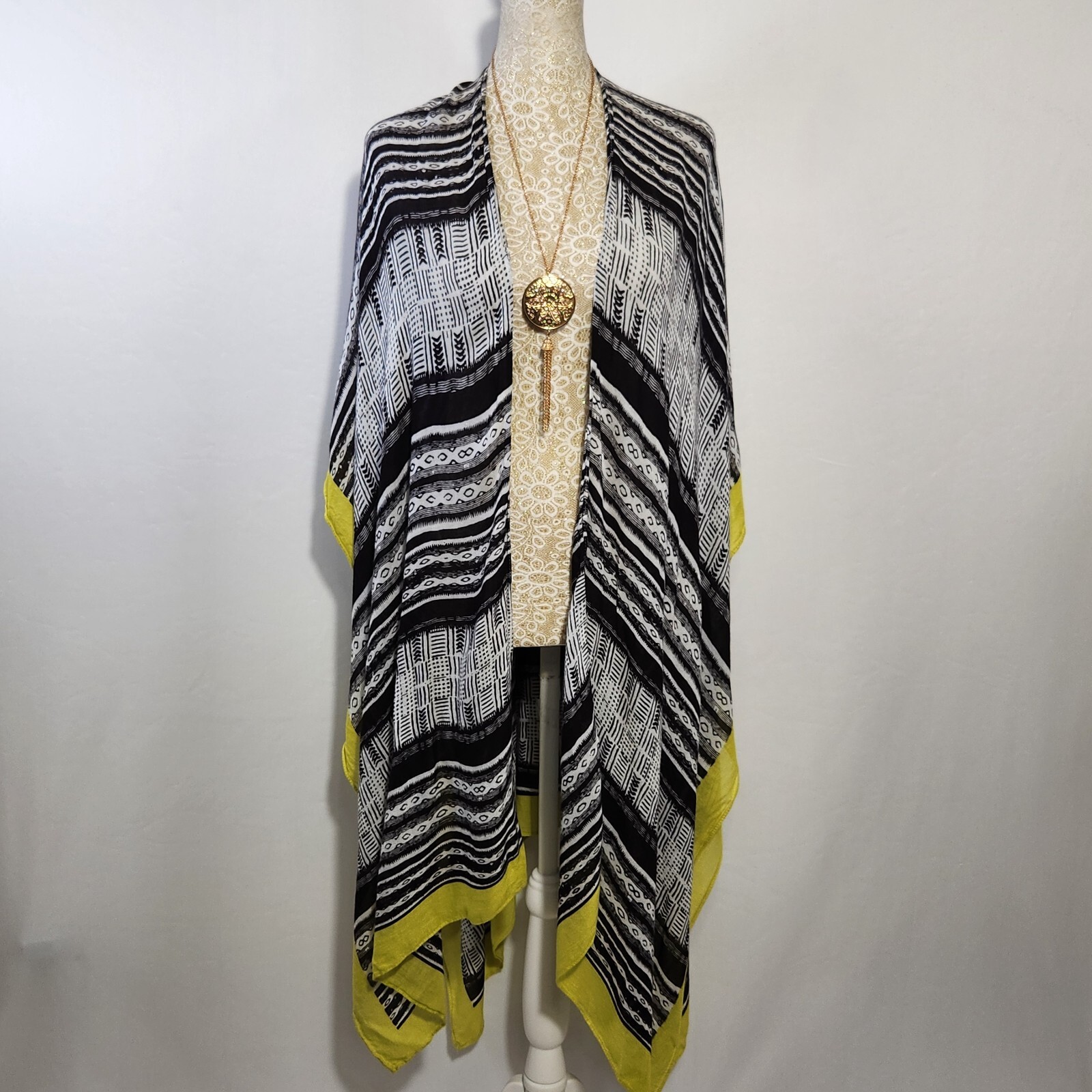 Moss Rose Women’s OSFM Black 100% Viscose Breathable Beach Cover-Up Resort Boho