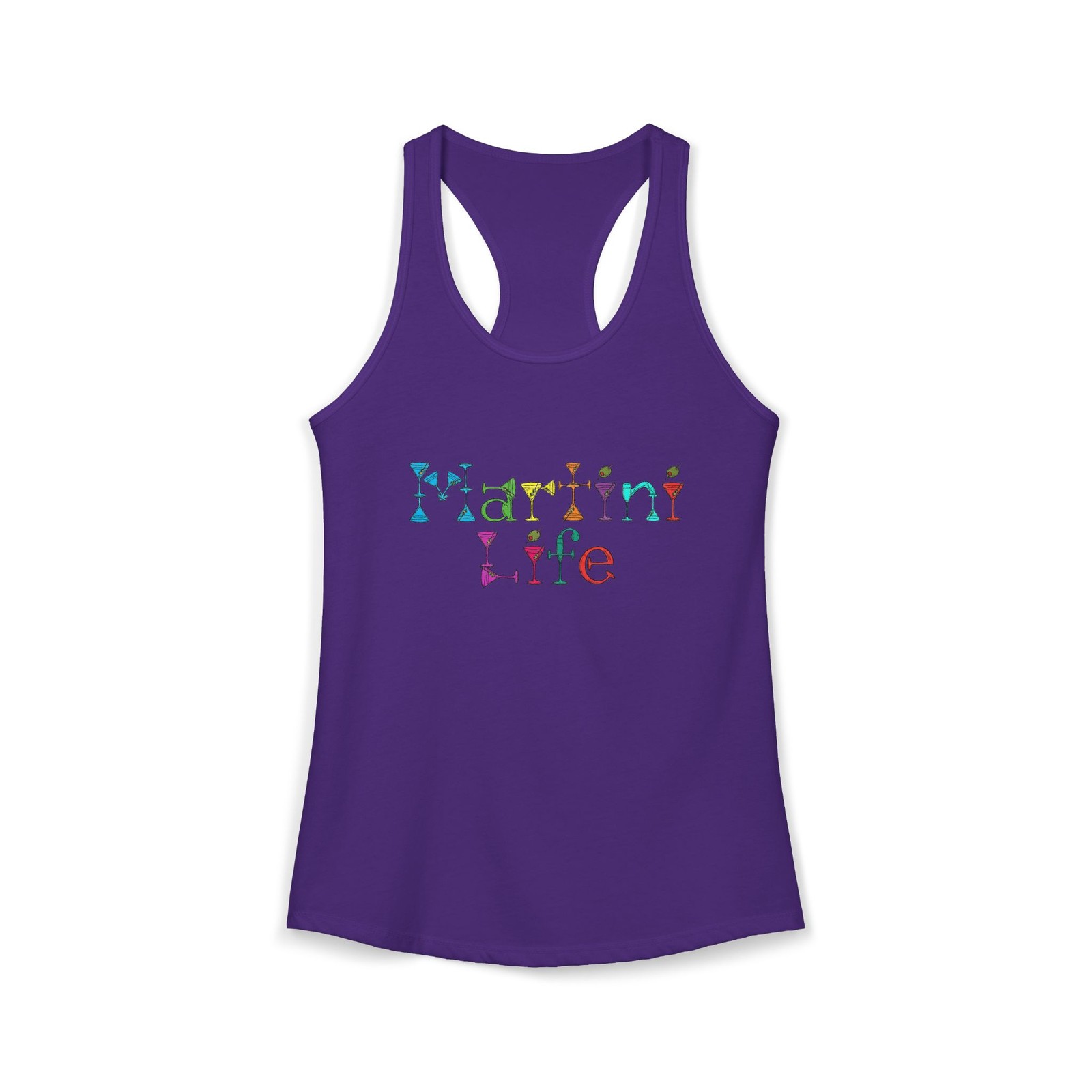 Martini Life Women’s Ideal Racerback Tank, Cocktail Font