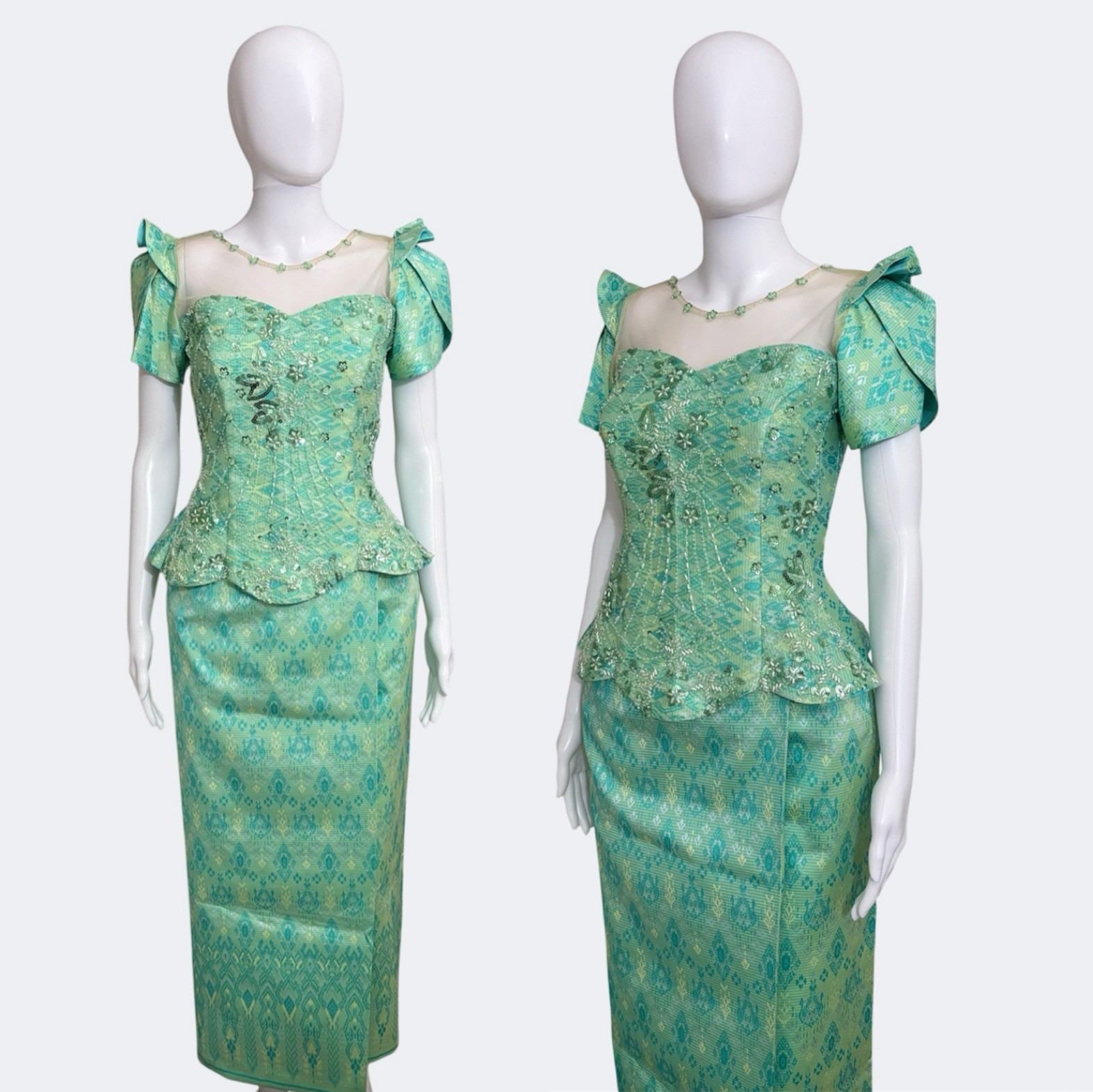Khmer Traditional Outfit / Cambodian Clothes – 2 Piece, Khmer Shirt & Skirt