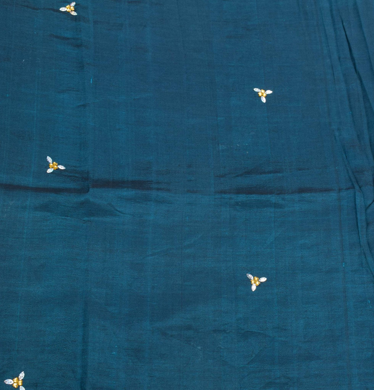Sushila Vintage Teal Blue Kanjivaram Saree Zari Brocade Pure Cotton Silk Sari