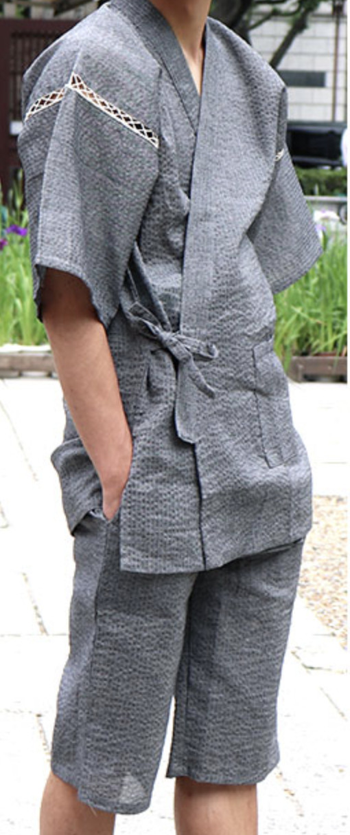 Japanese JINBEI Men’s Summer Kimono wear Topps Half Pants Gray JAPAN jb33025