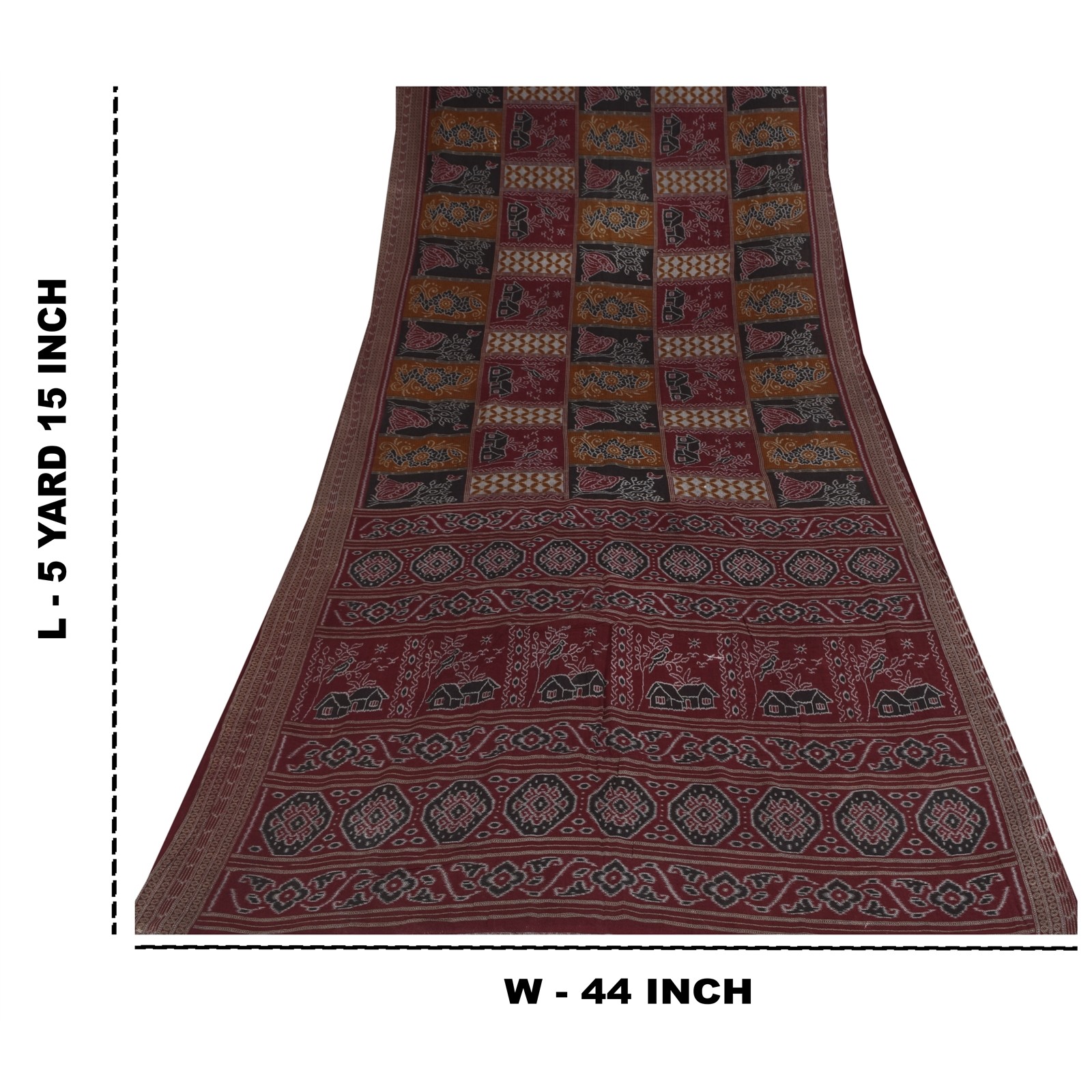 Sanskriti Vintage Sarees Pure Cotton Women/Bird Printed Sari 5+Yd Craft Fabric