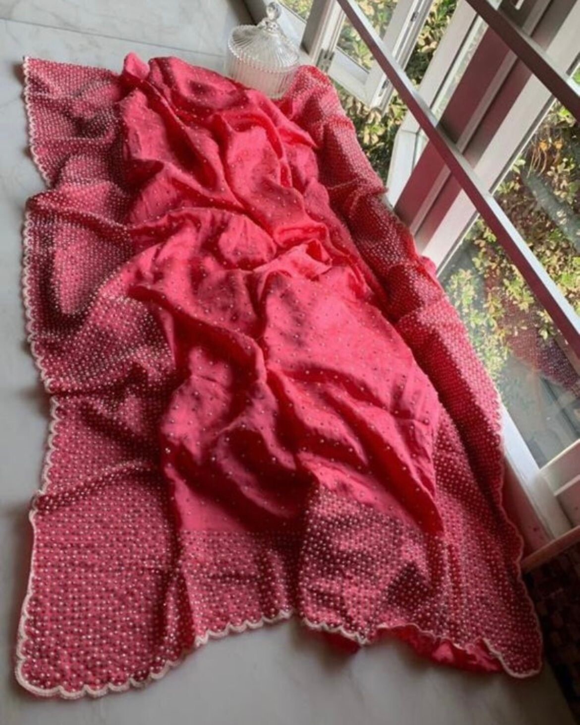pearl pink Designer saree indian sari pakistani sari bollywood designer sari