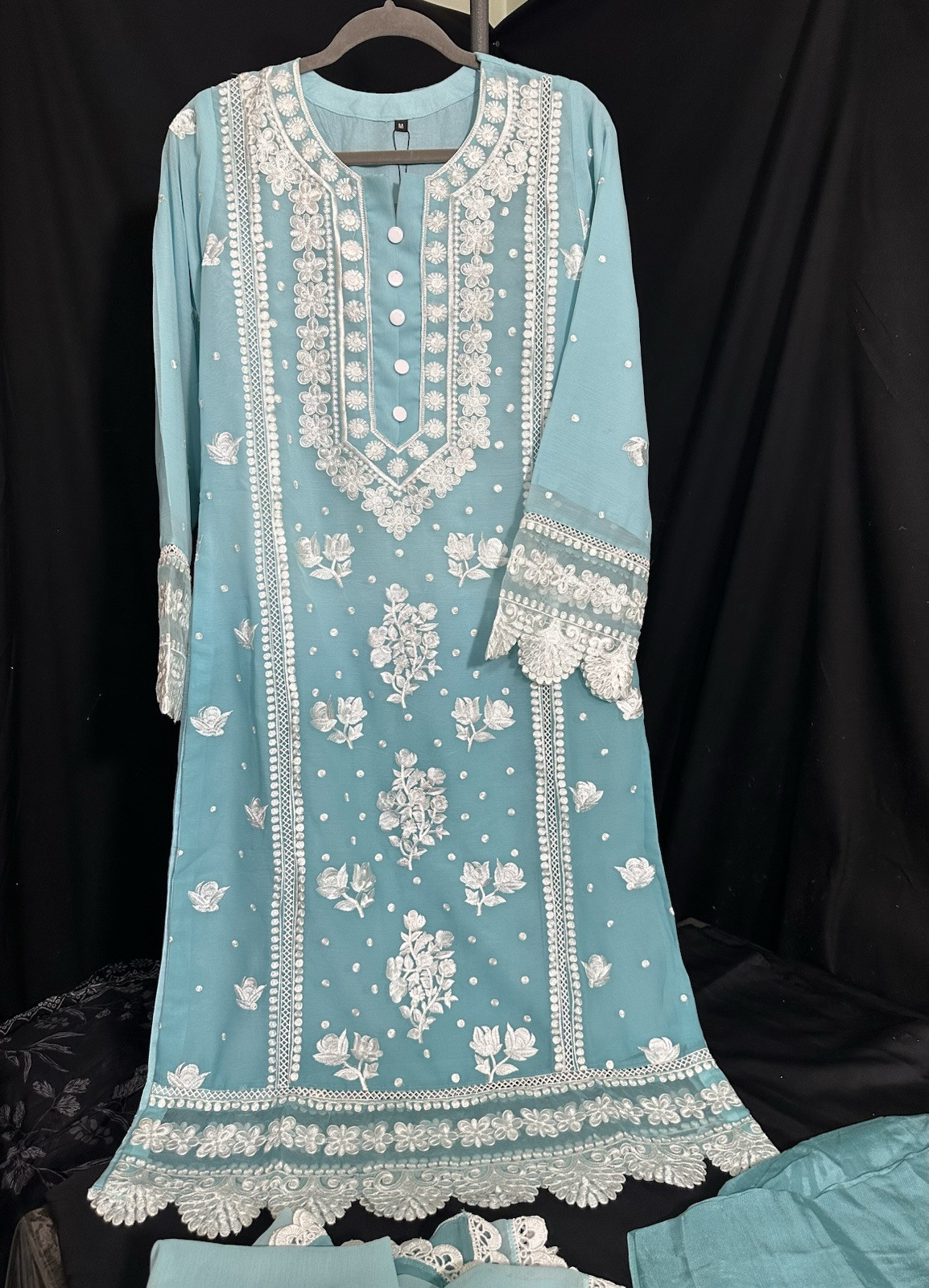 Beautiful Embroidered Chiffon 3 Pc Suit . SMALL & Medium Available – $46 SALE