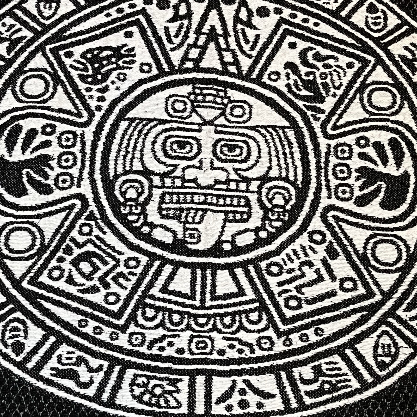 Mexican Poncho Rug Blanket Heavy Black White Aztec Tribal Southwest Reversible