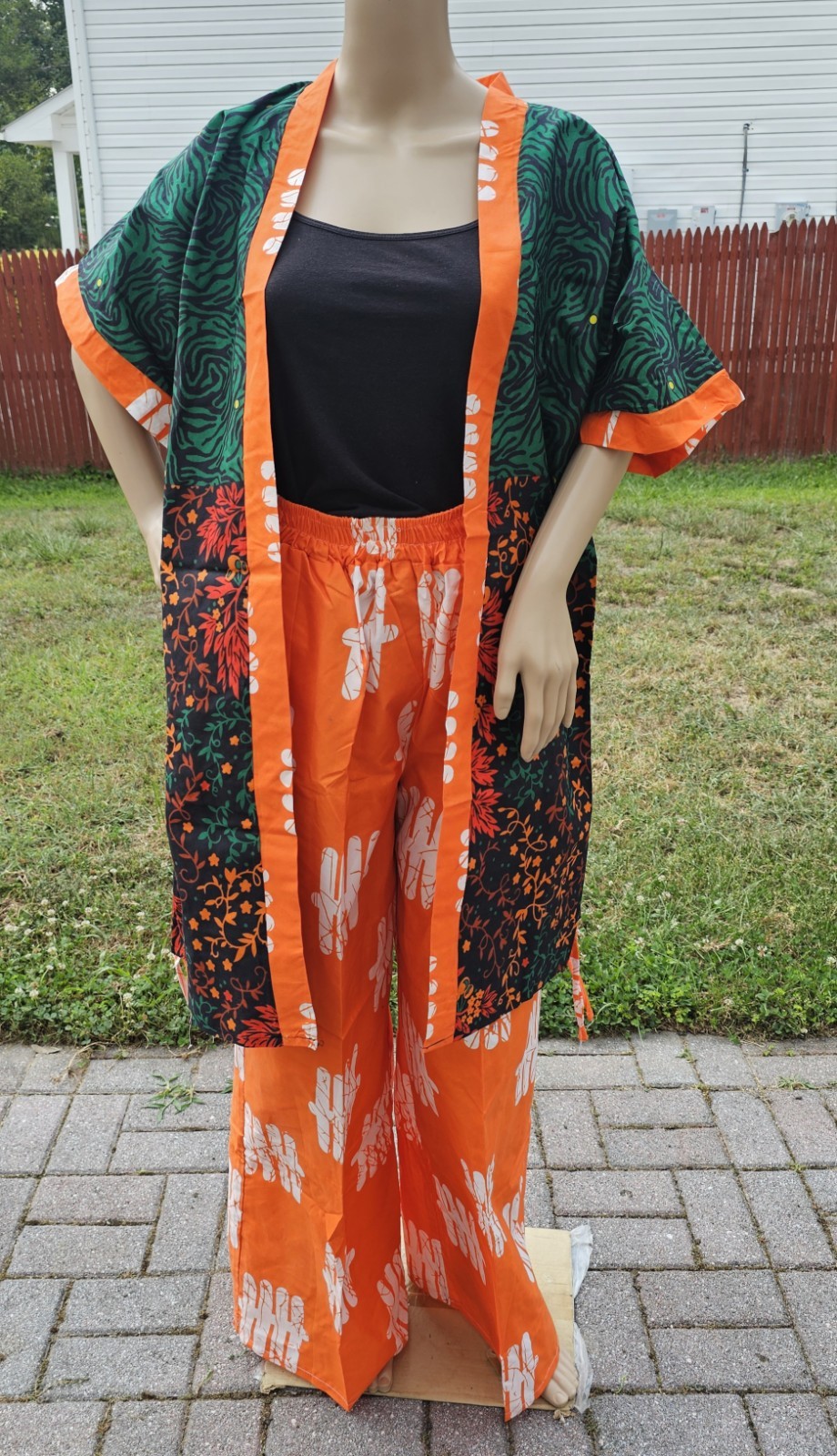 African Print 2 Piece Kimono with Long Pants