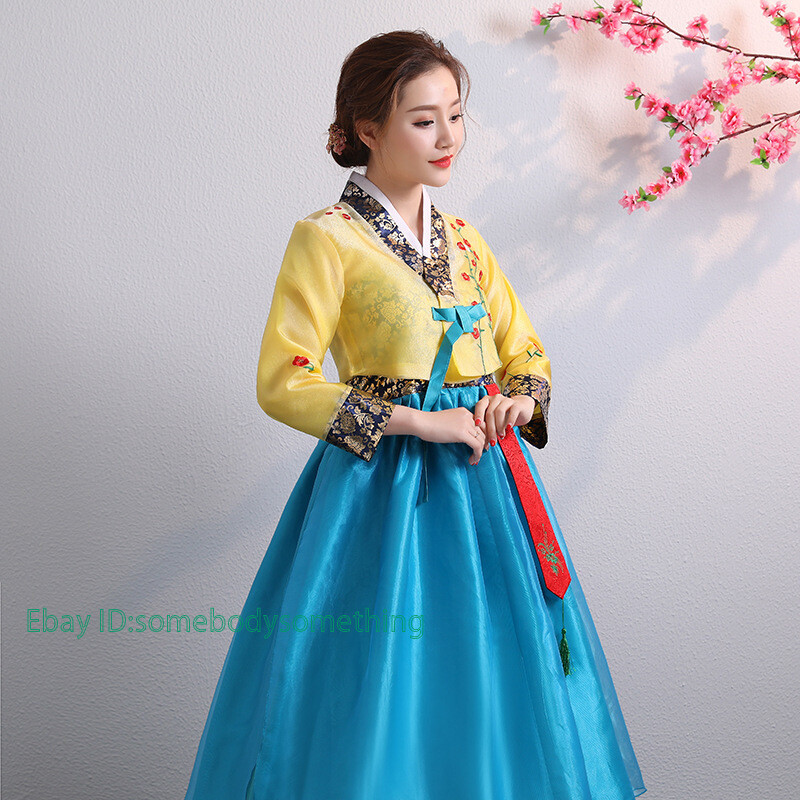 2PCS Womens Hanbok Folk Traditional Costume Korean Princess Dress Vintage