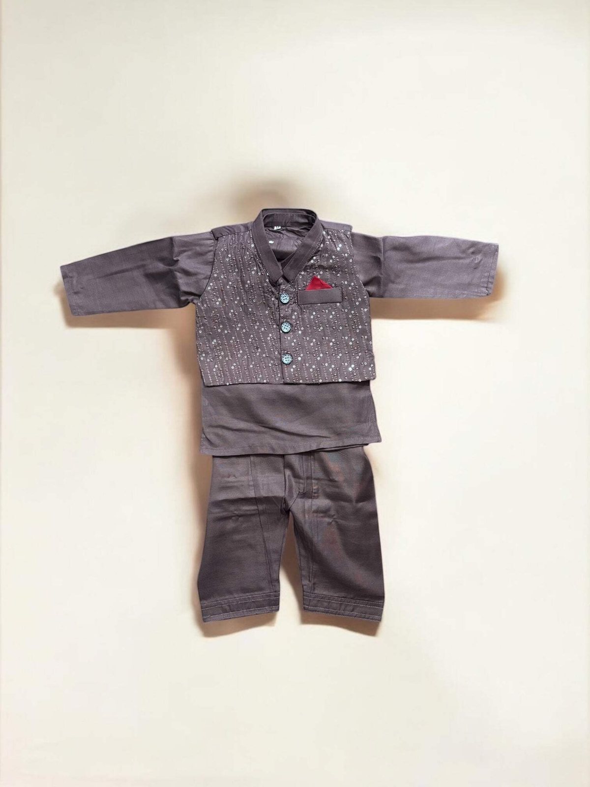 Traditional Kurta, Pajama and Coat Set for Boys – Ethnic Wear- 316