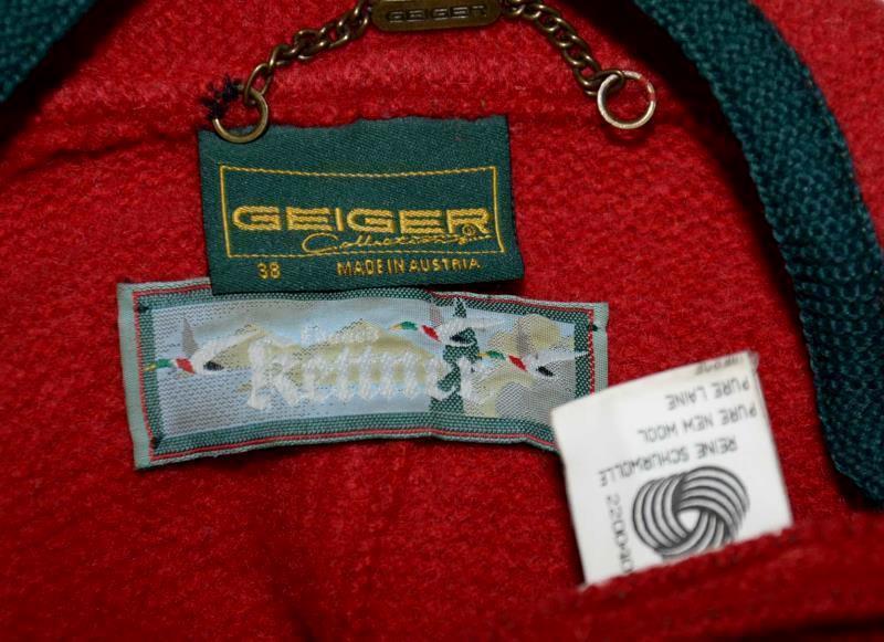GEIGER BOILED WOOL Sweater Jacket AUSTRIA Red Women THICK & WARM / B43″ 12 M
