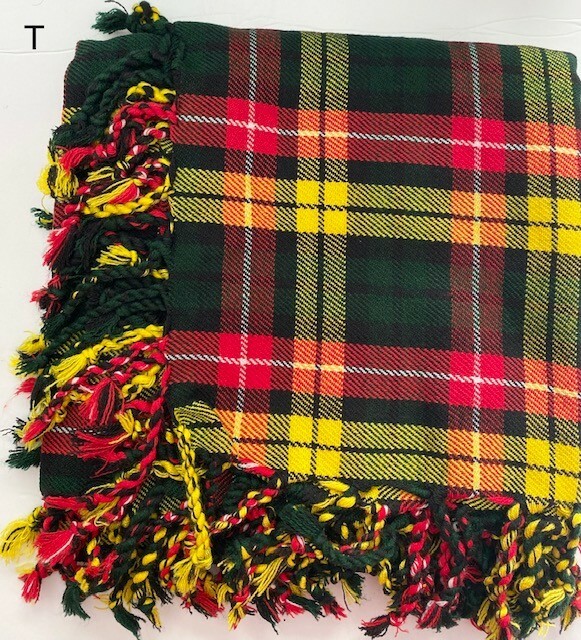Scottish Traditional Tartan Fly Plaid Hands Fringed Acrylic Wool Scarf Rolled Sh
