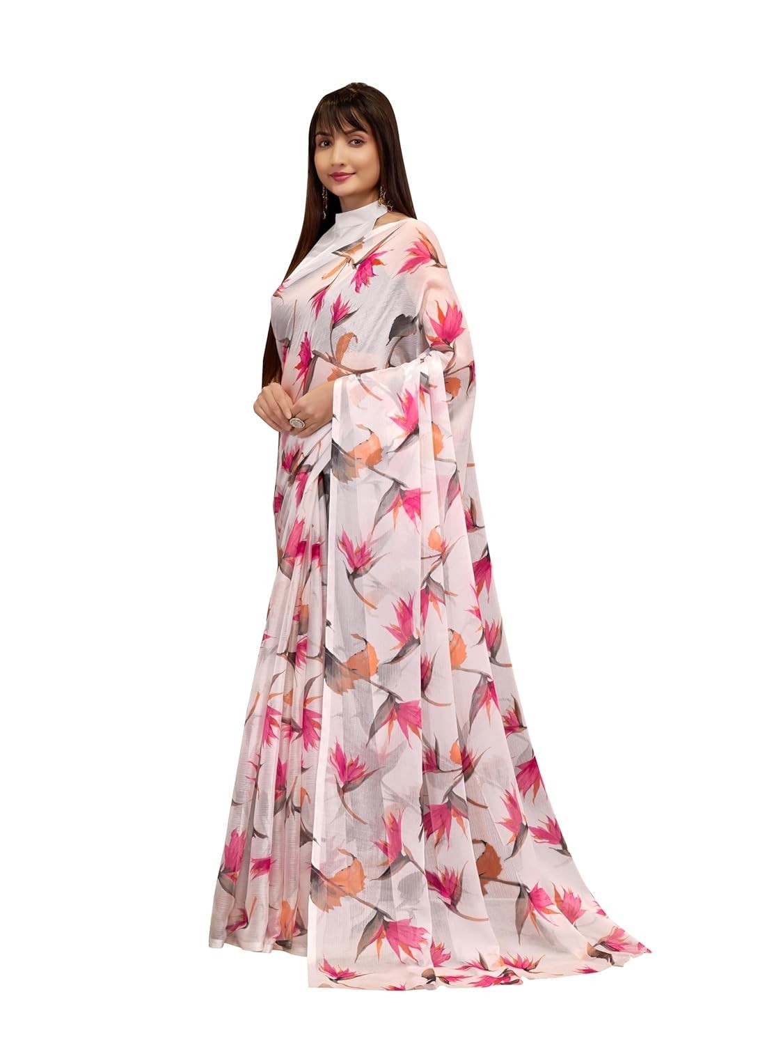 Women’s Floral Print Nara Chiffon Saree