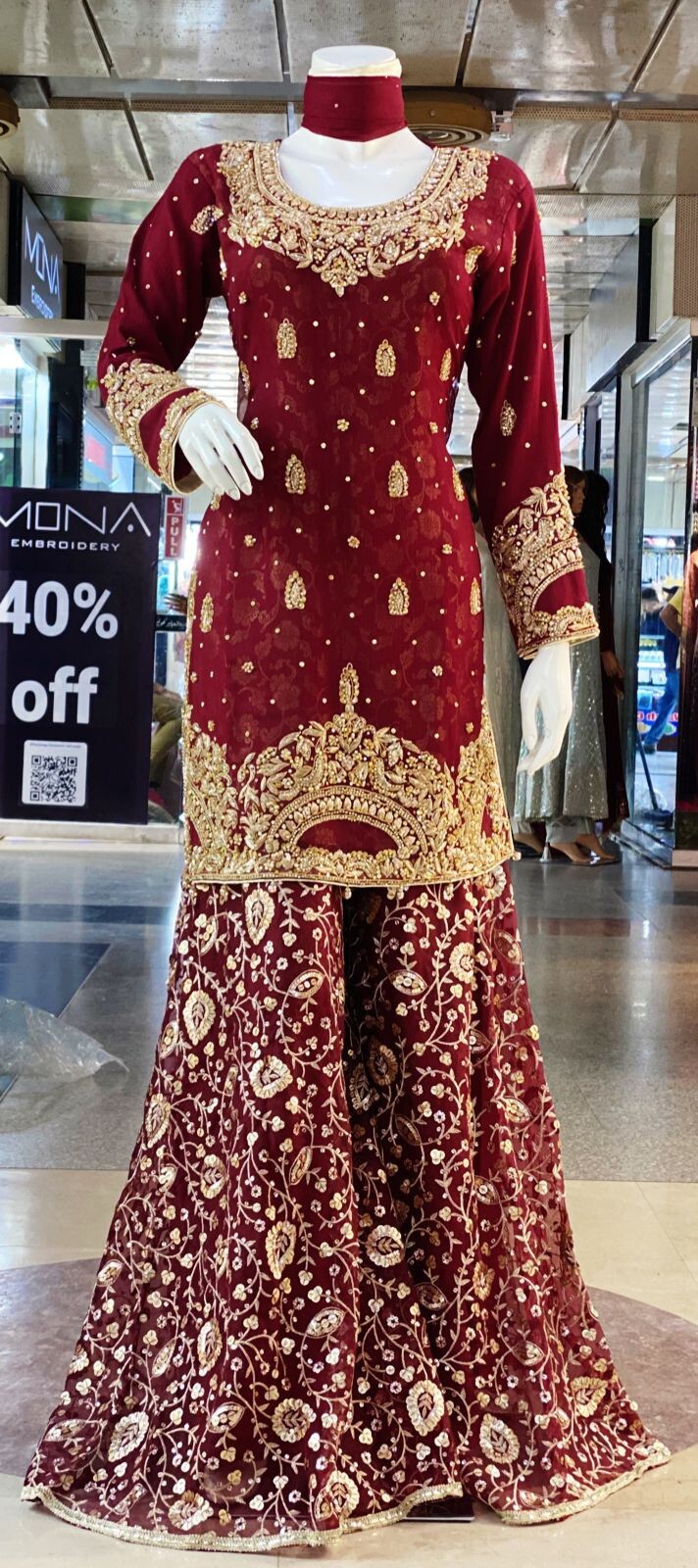 Pakistani Indian Wedding Collection Fully Heavy Handwork Shirt With Pilazo