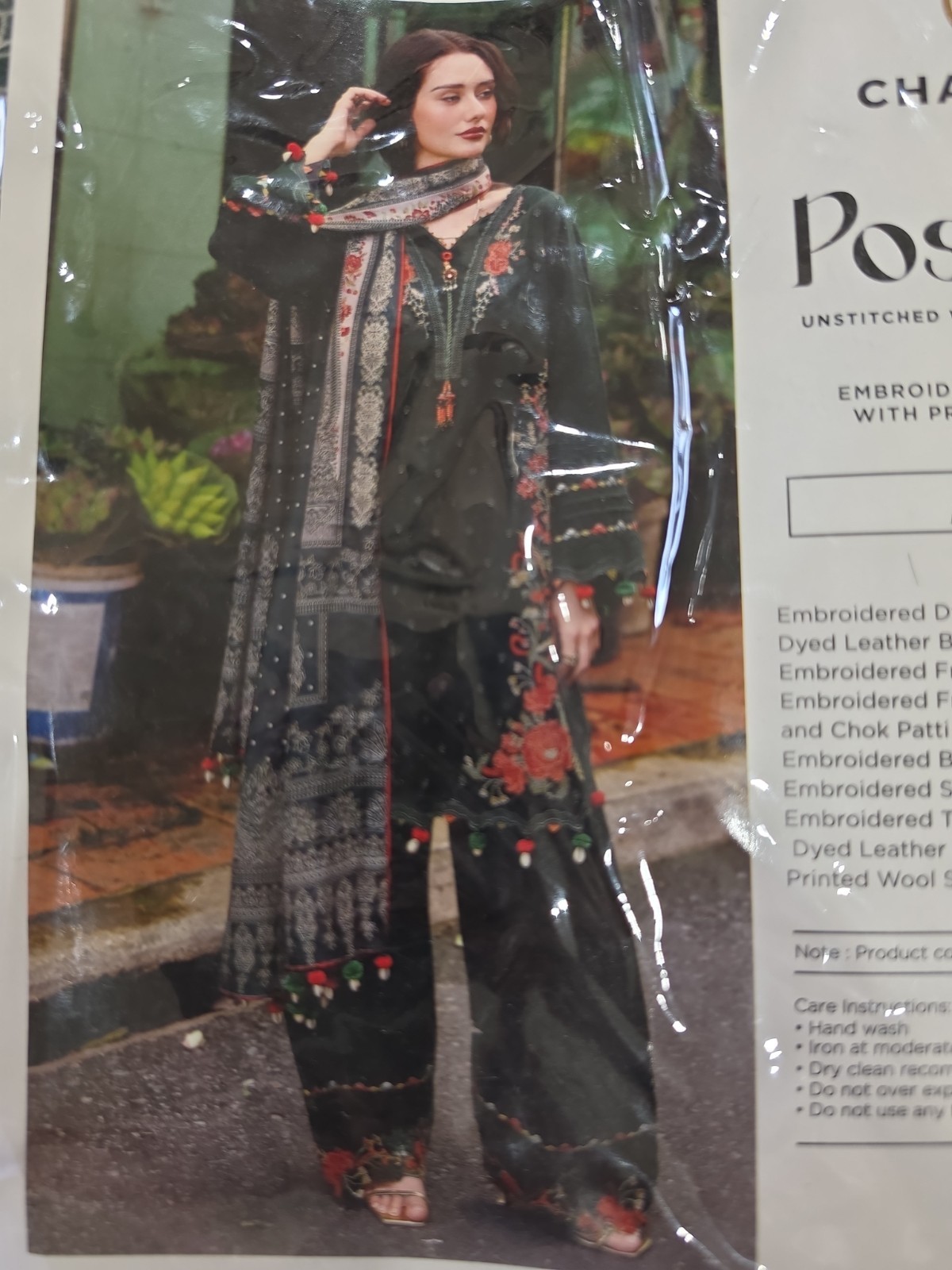 Charizma Poshima Embroidered Leather Unstitched 3Pc Suit PSW5-04