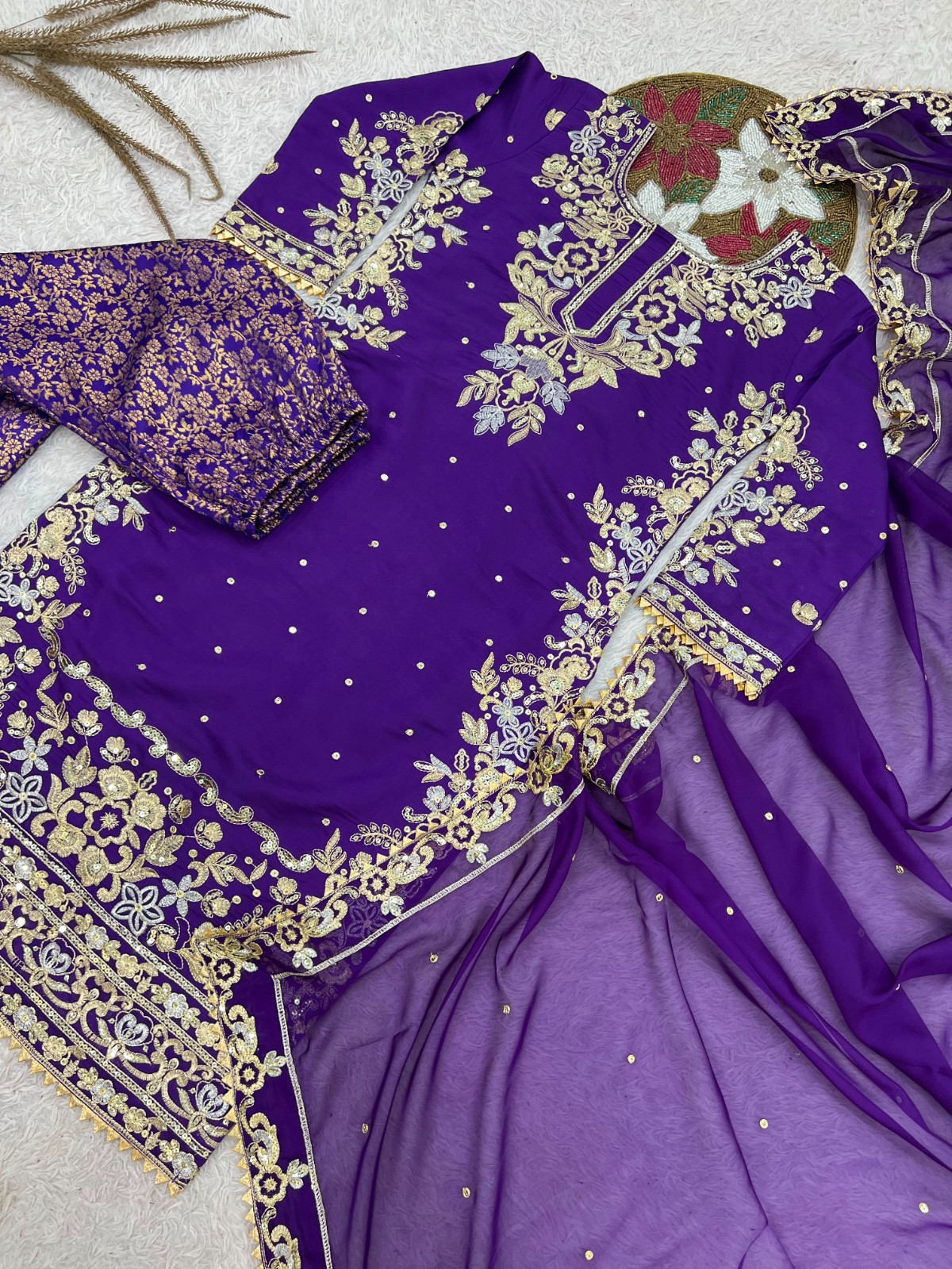 SALWAR KAMEEZ INDIAN PAKISTANI WEDDING PARTY DRESS PALAZZO SHARARA PLAZZO SUIT