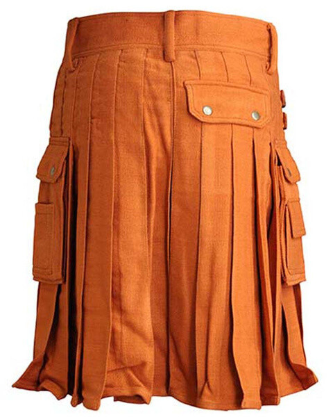 Scottish Saffron Tartan Utility Kilt For Men 28 “to 62” Inch Waist Sizes