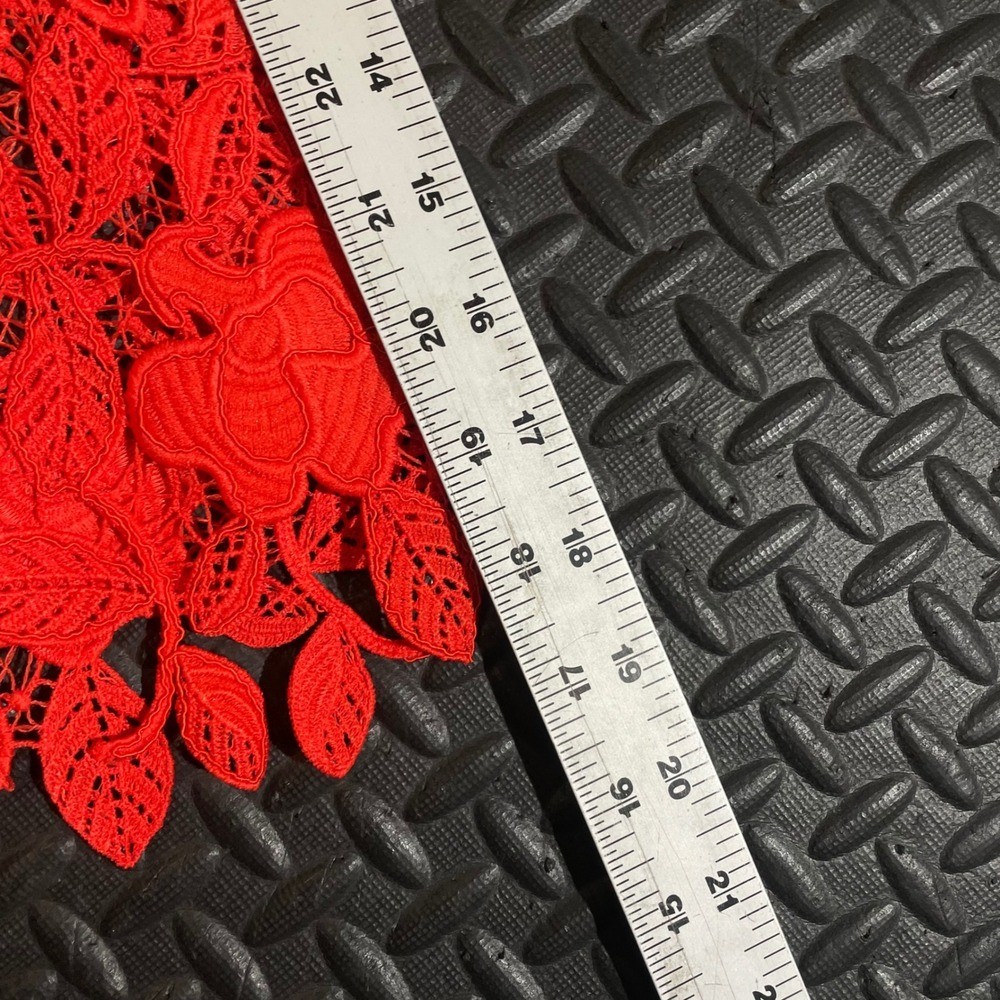 Free People Red Floral Lace Off Shoulder Bell Sleeve Blouse Size 6 Boho Festival