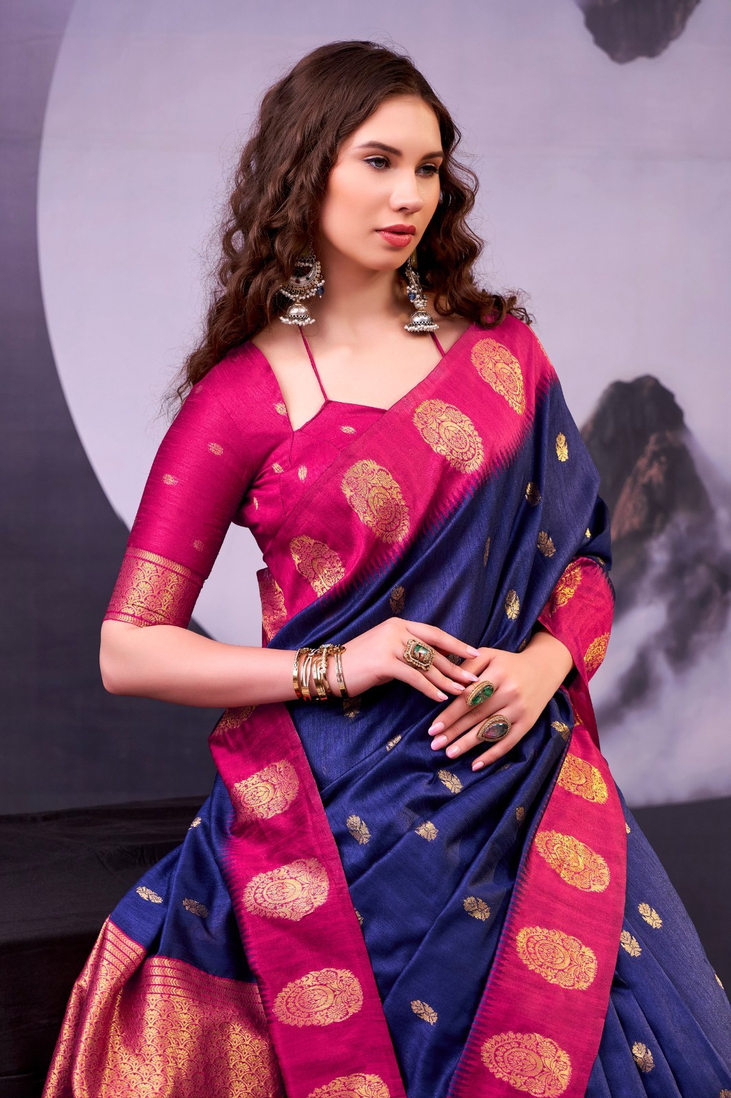 New Wedding Wear Heavy Poly Cotton Saree With Blouse For Women & Girls