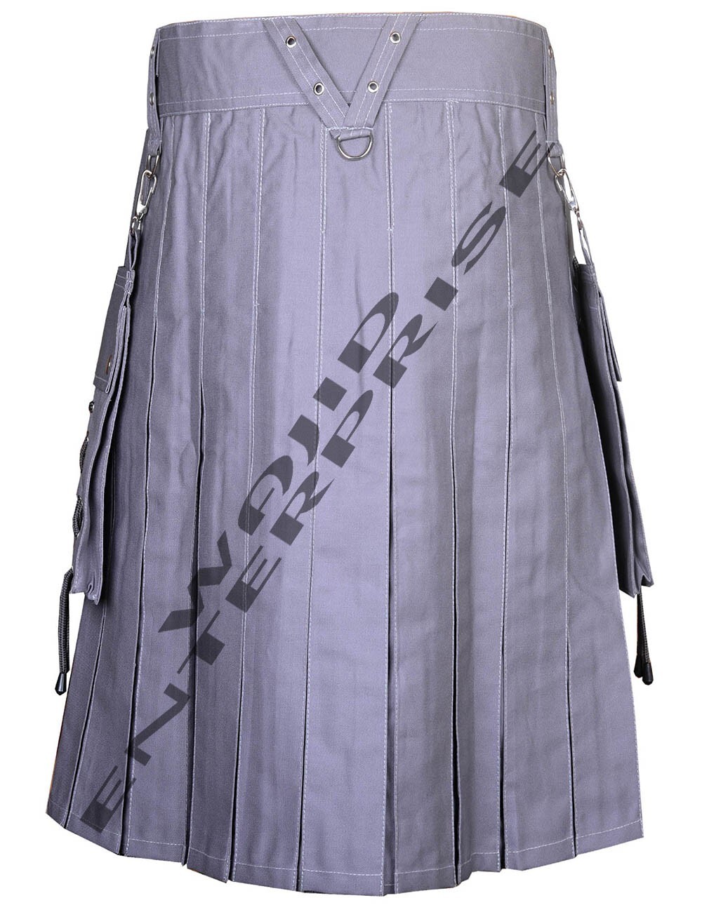 Scottish Handmade Grey Cotton Utility – Hybrid Kilt For Men’s – Custom Size kilt