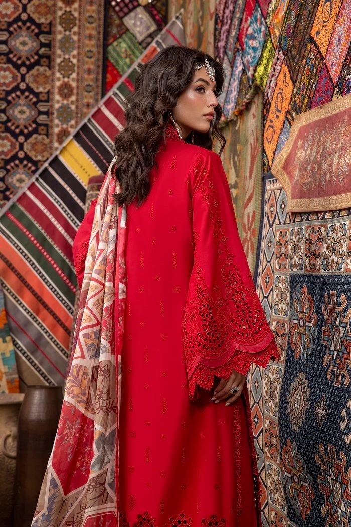 Charming Schiffli Dissolved Embroidered Lawn Suit with Digital Print Silk Dupata