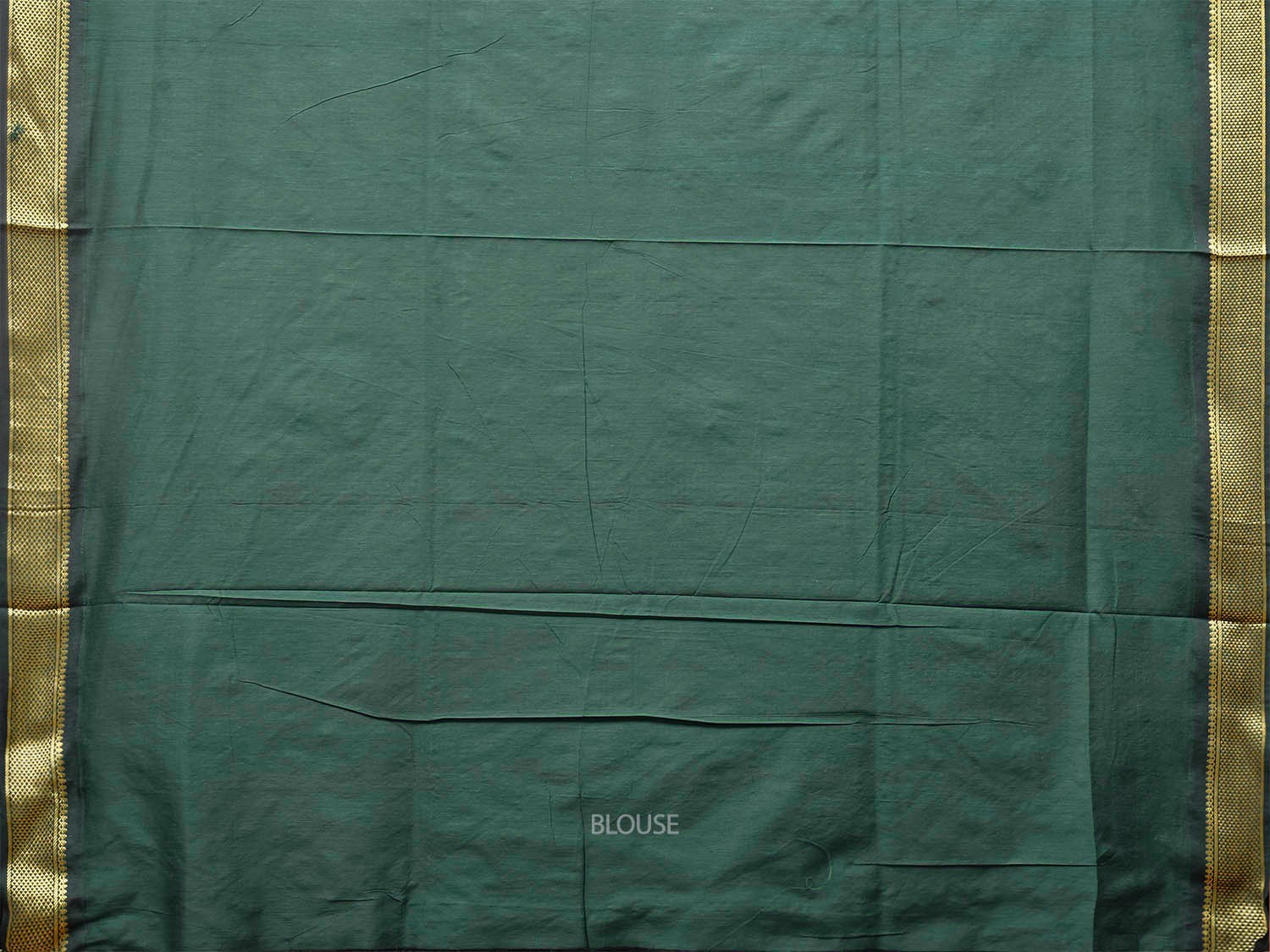 Women Green Gadwal Cotton Saree With Traditional Border And Without Blouse