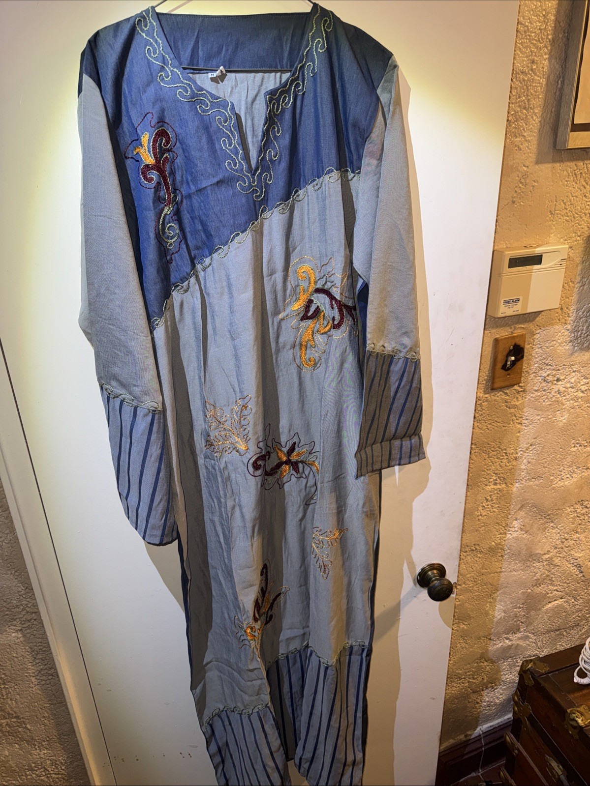 Embroidered Kurta Kurti Women Blue Grey Gold Red Authentic Syrian Tag Medium