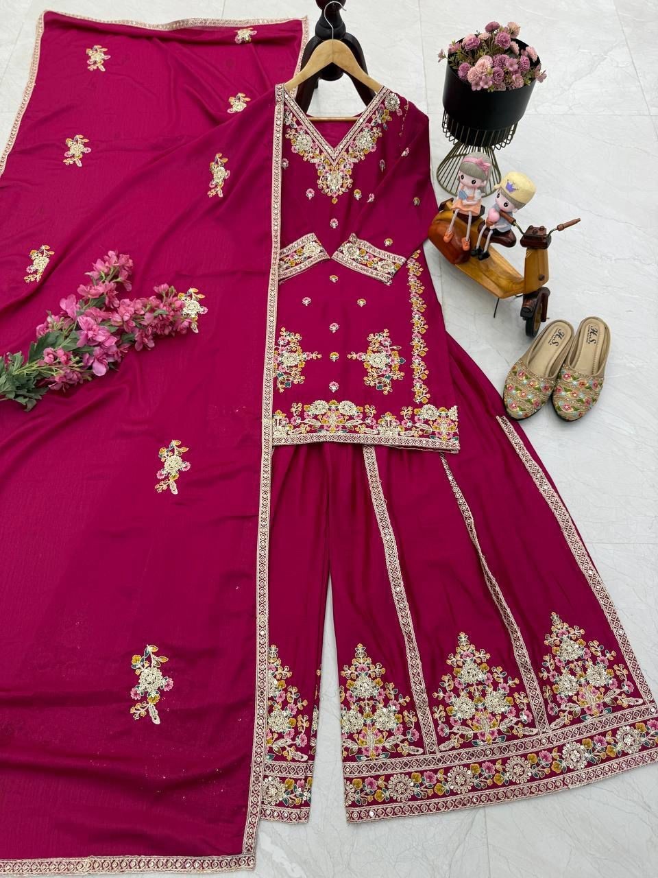 New Designer Party Top Sharara & Dupatta Set